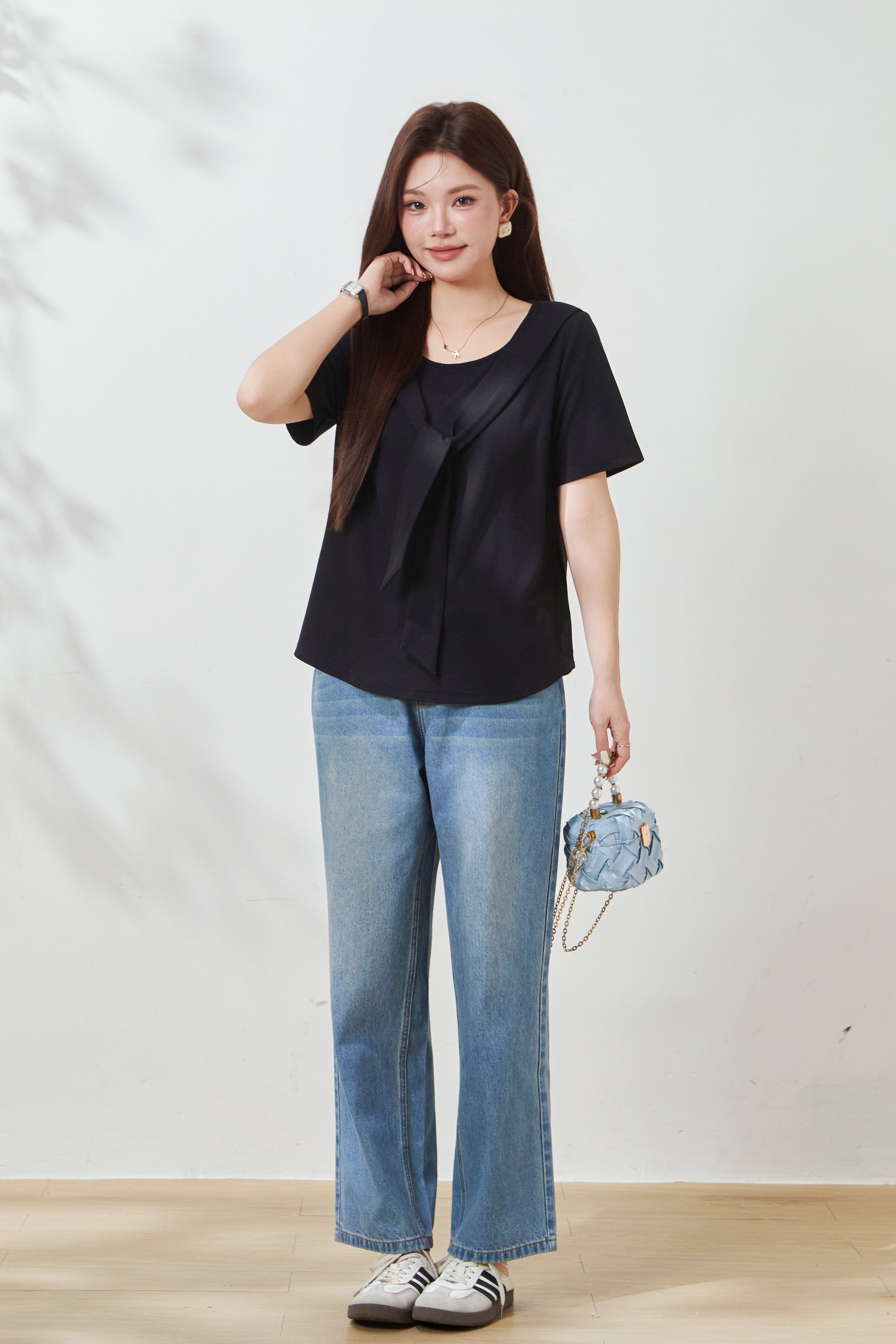 Shawl Collar Lyocell Cotton Knit T-Shirt FXZ7053