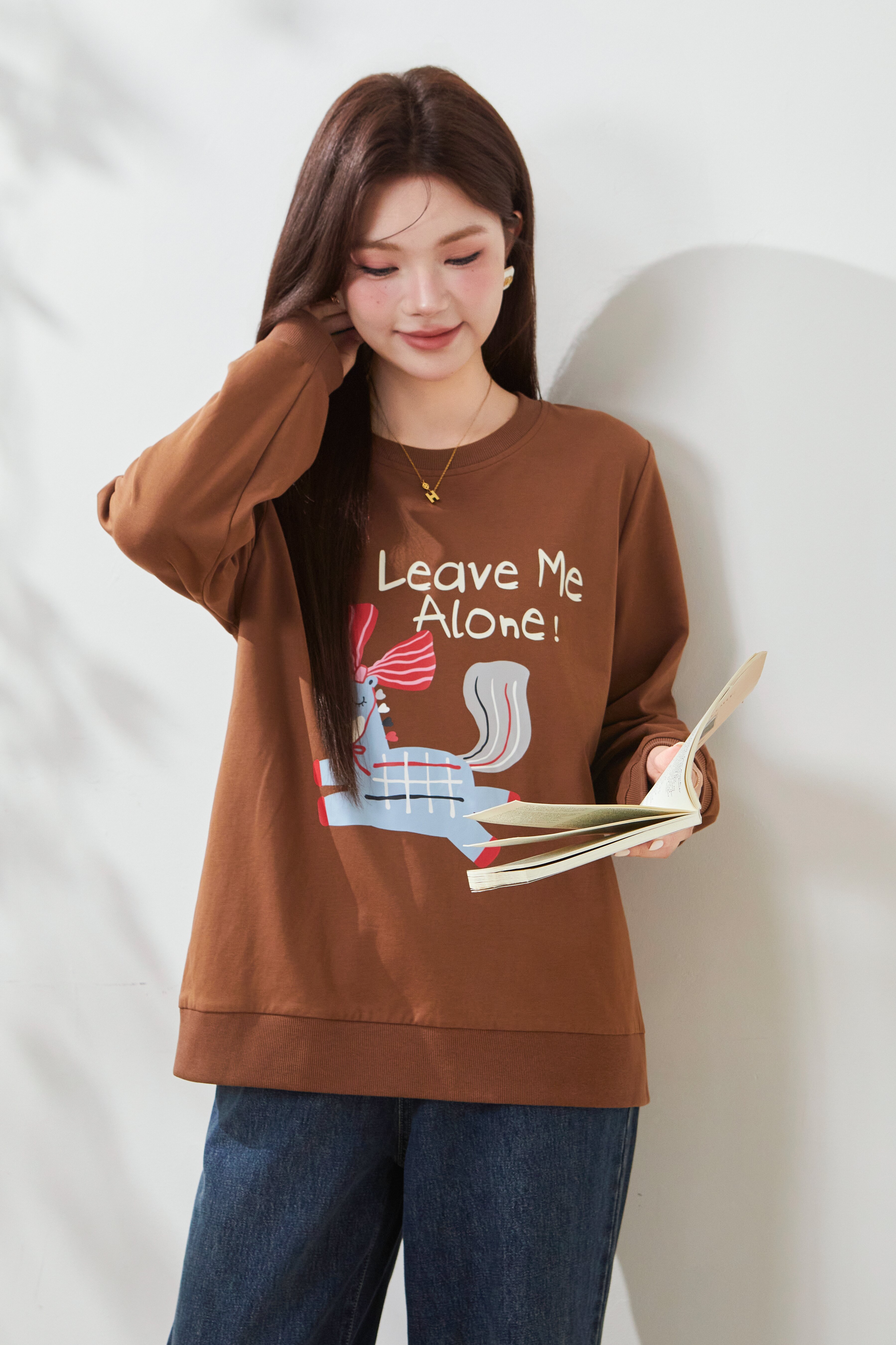 Round-neck cartoon pony print sweatshirt FCZ7080