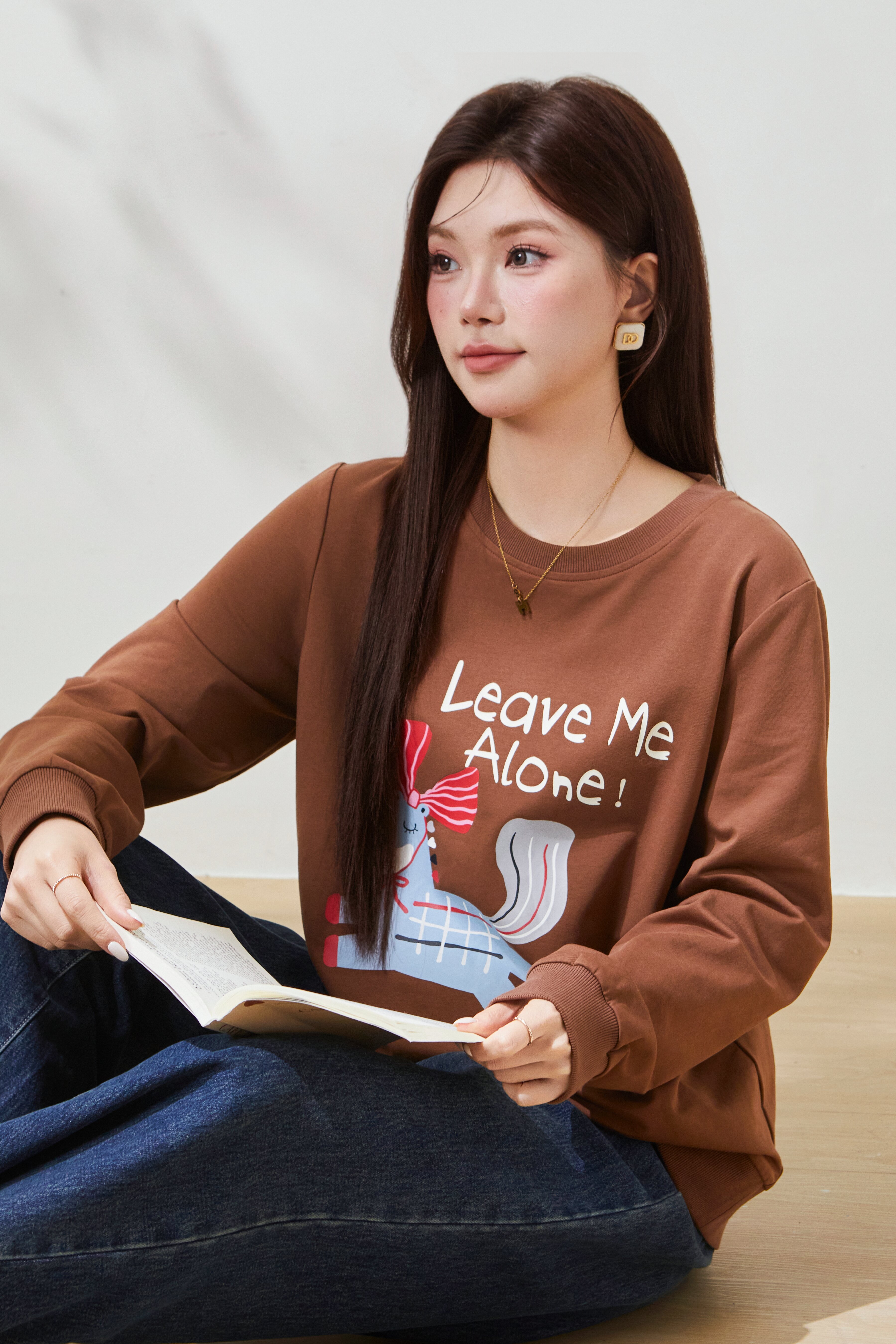 Round-neck cartoon pony print sweatshirt FCZ7080