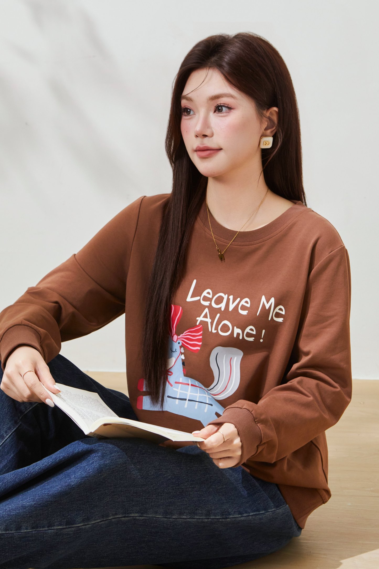 Round-neck cartoon pony print sweatshirt FCZ7080