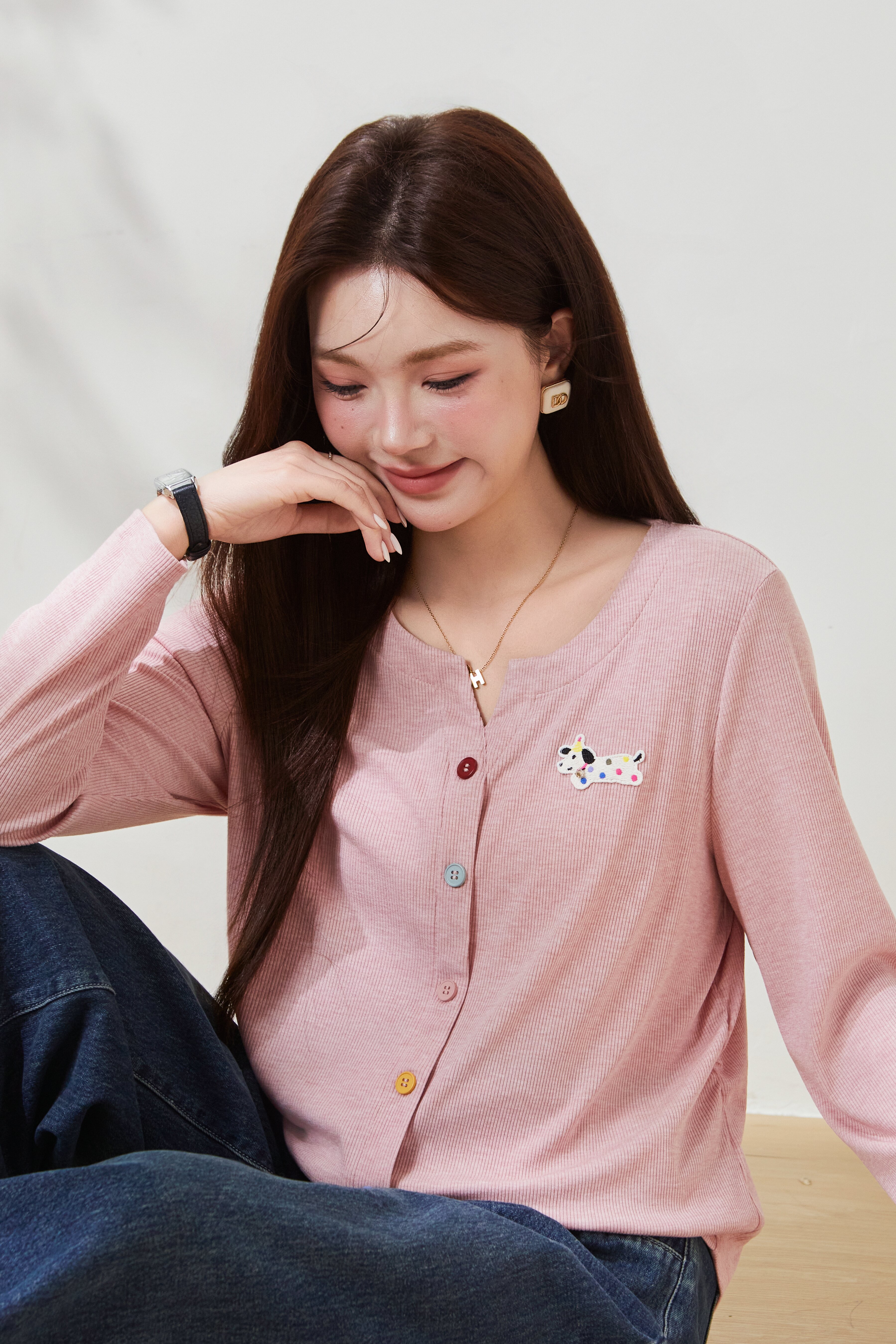 Colorful Button Knit T-shirt FCZ6999