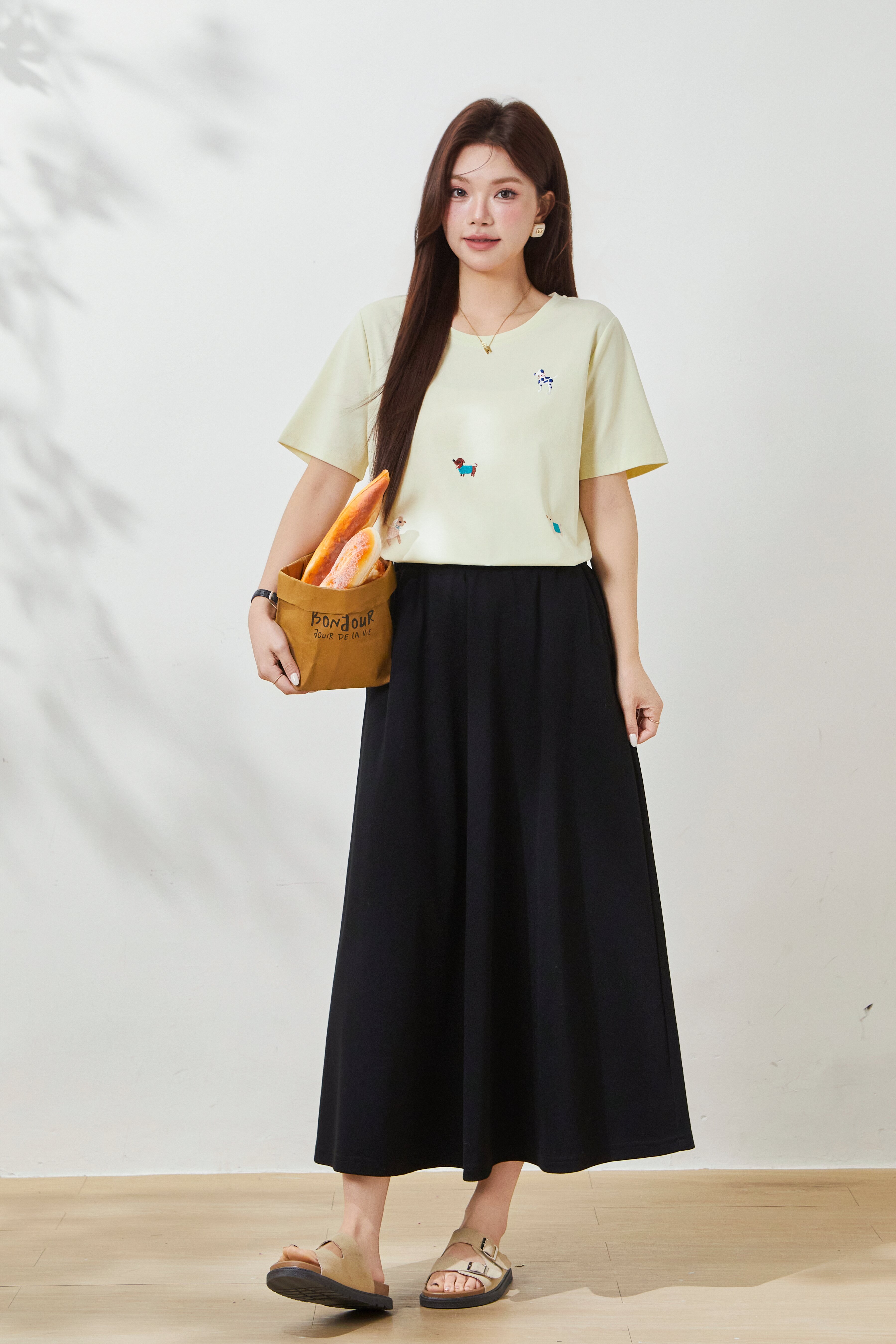 High-waisted slimming versatile long skirt FXBQ7093