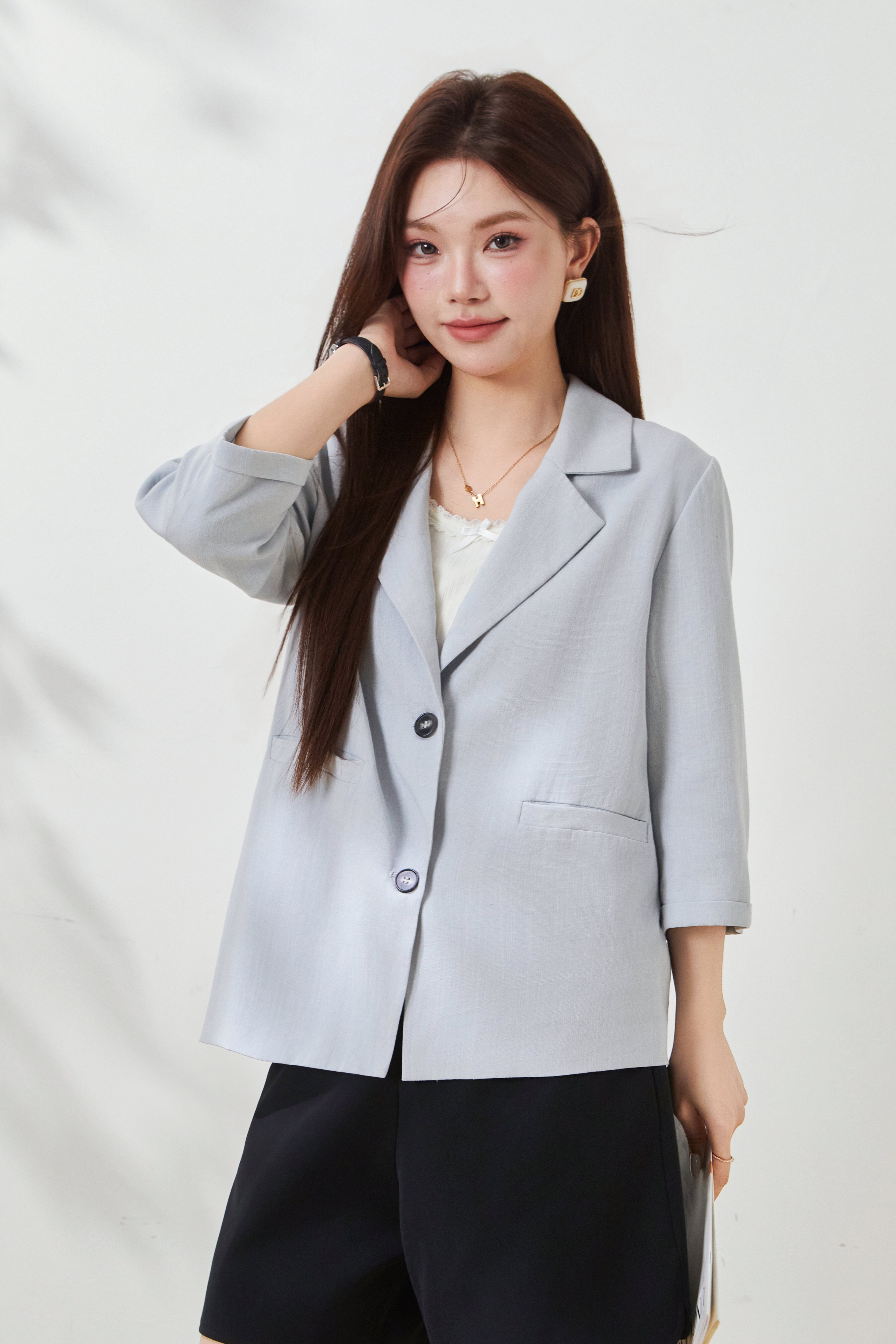 Relaxed Fit Linen Blazer FCW7003