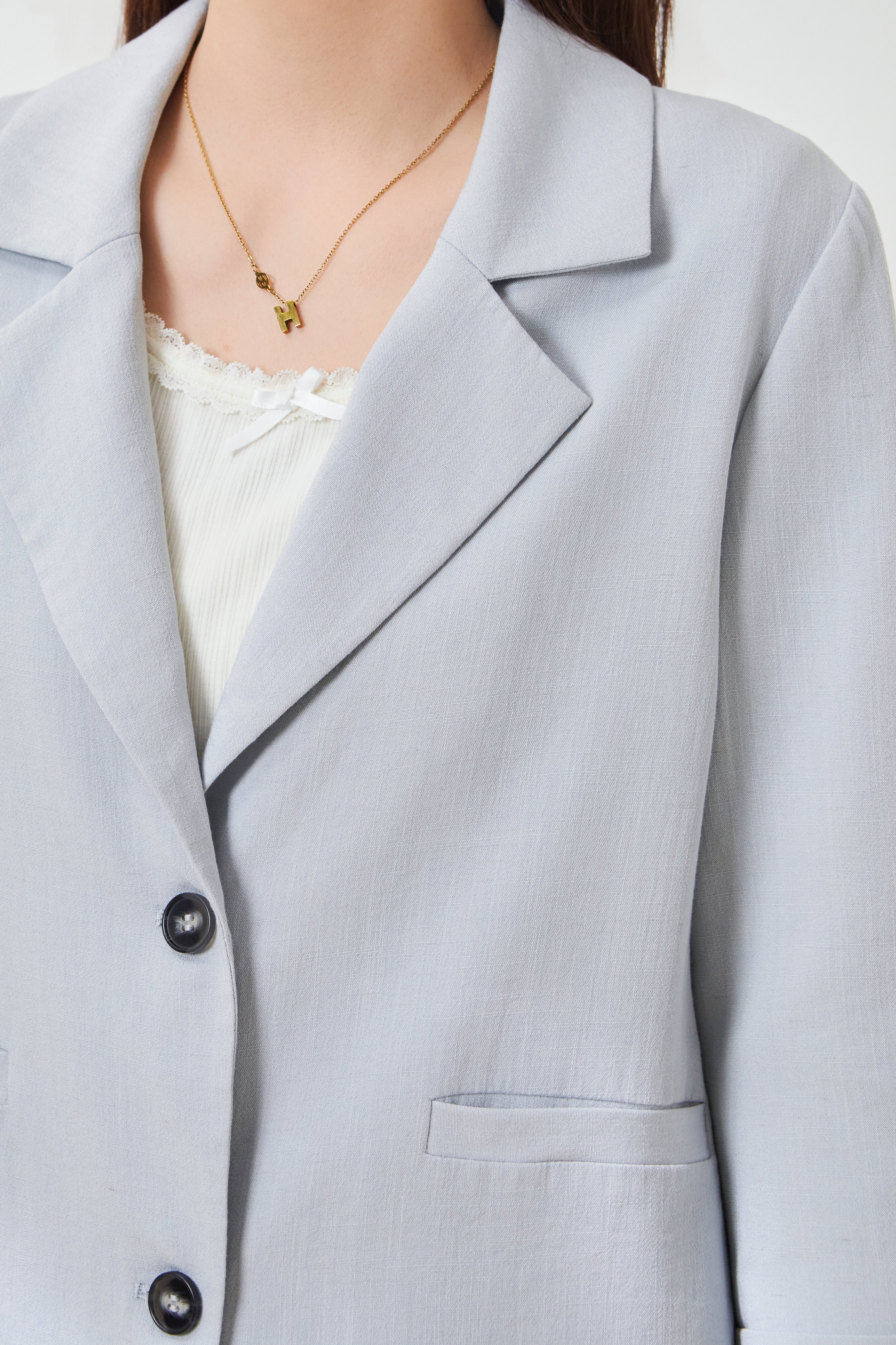 Relaxed Fit Linen Blazer FCW7003