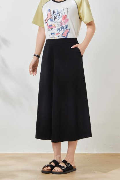 High-waisted slimming knitted long skirt FCBQ6868