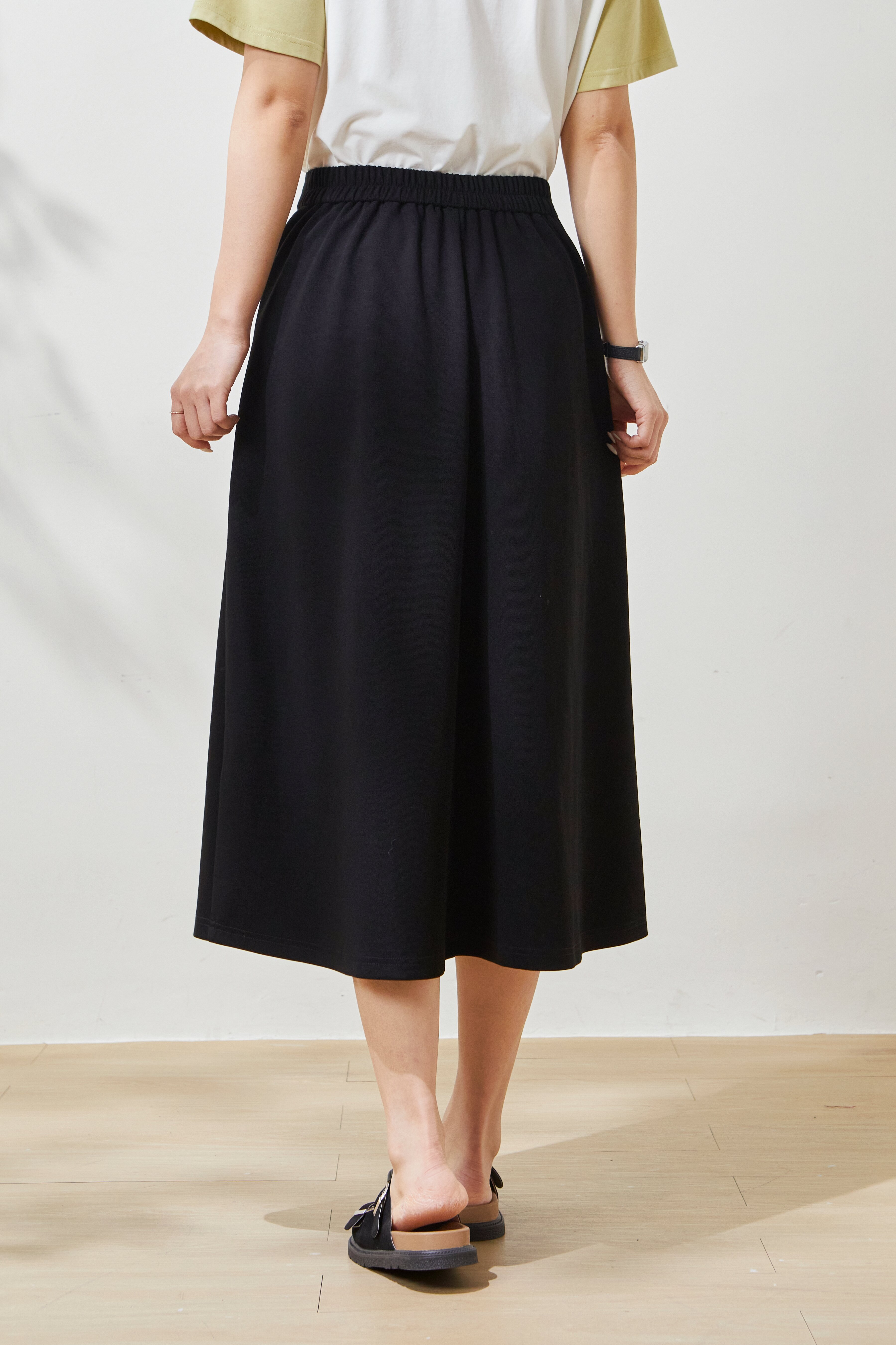 High-waisted slimming knitted long skirt FCBQ6868