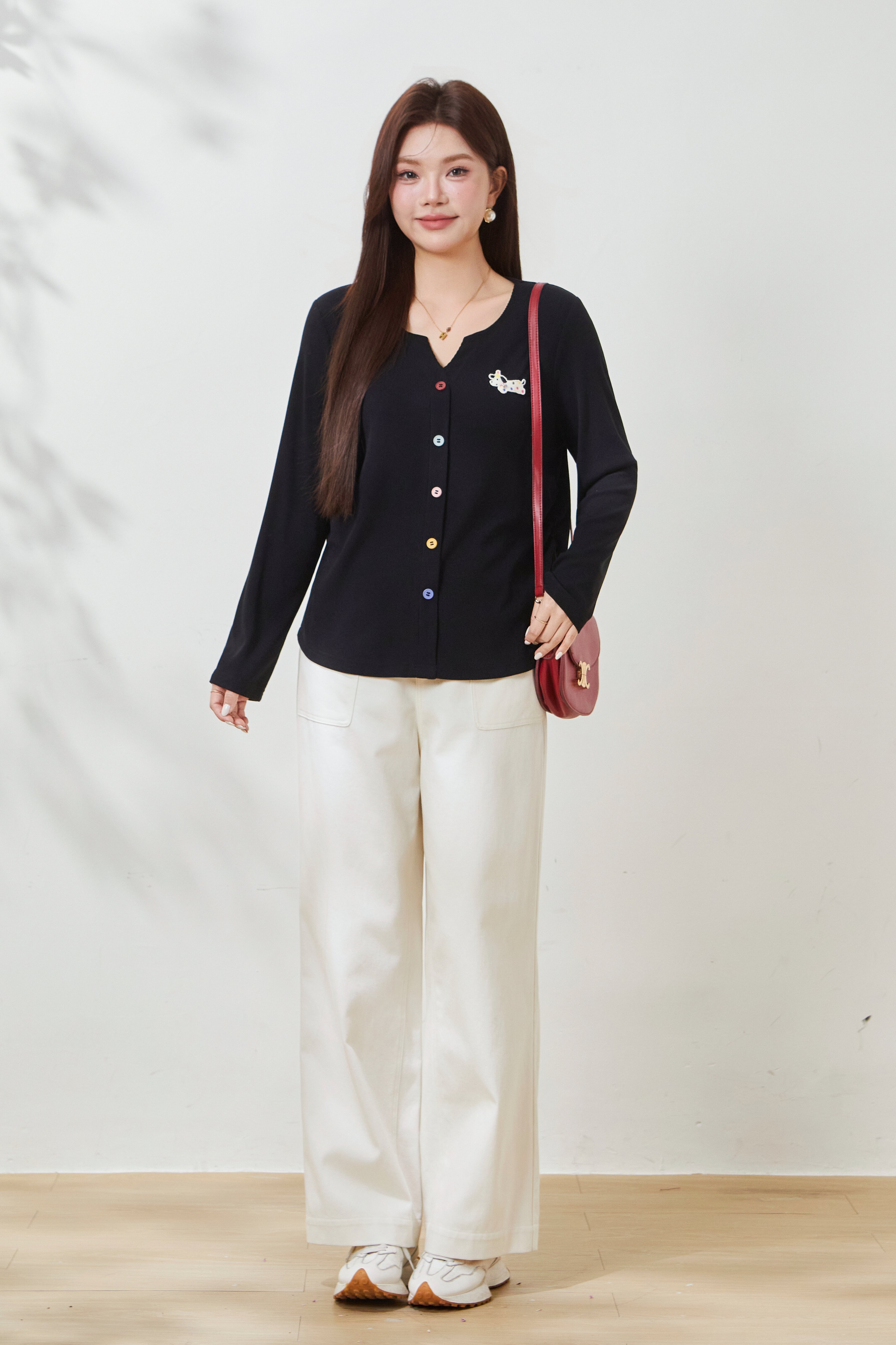 Colorful Button Knit T-shirt FCZ6999