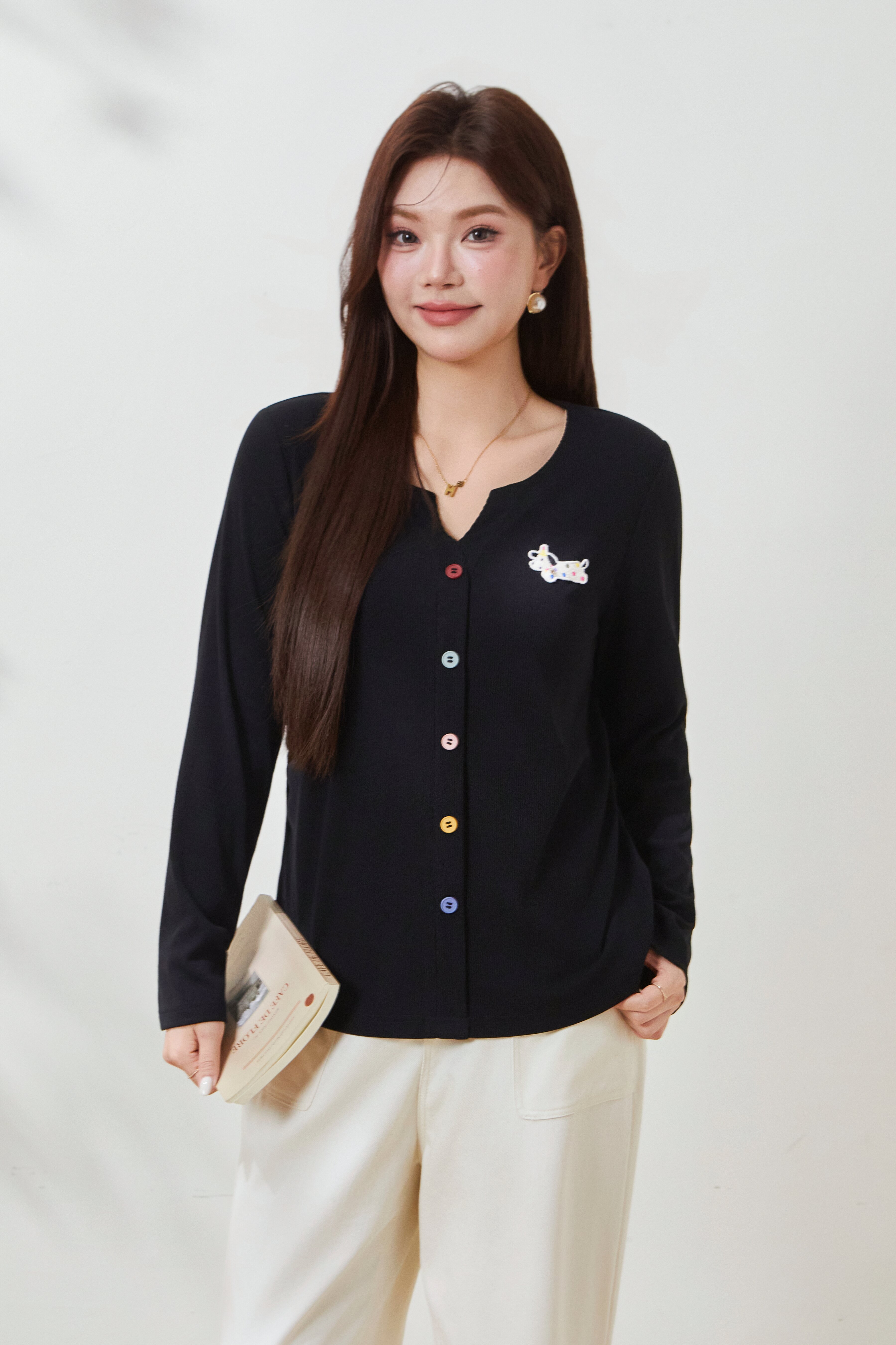 Colorful Button Knit T-shirt FCZ6999