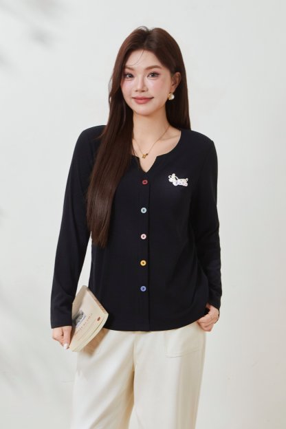 Colorful Button Knit T-shirt FCZ6999