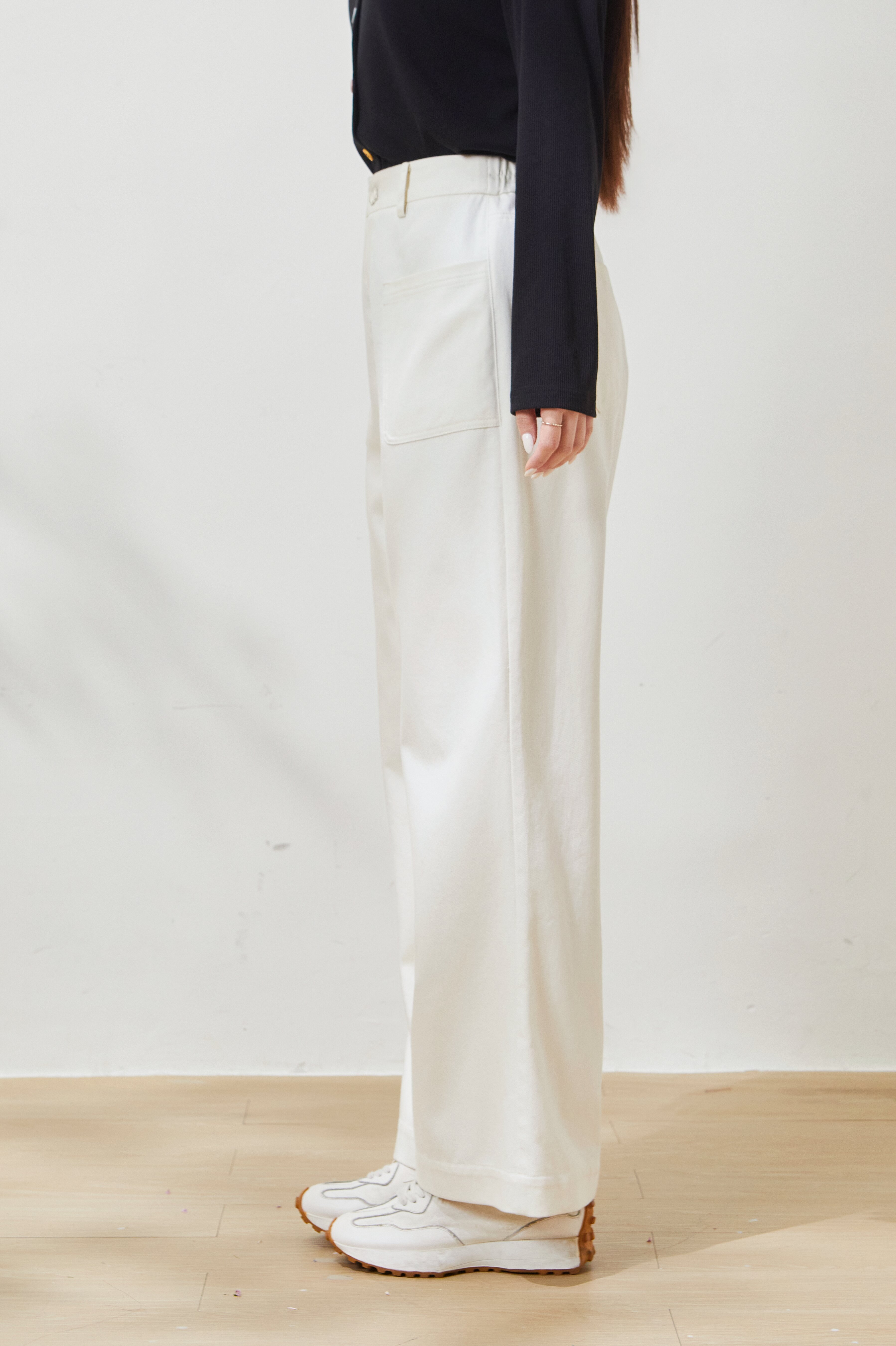 Double-pocket versatile slimming washed long pants FCK7019