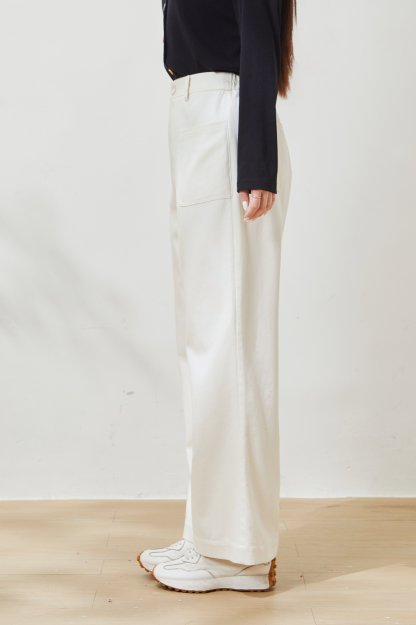 Double-pocket versatile slimming washed long pants FCK7019