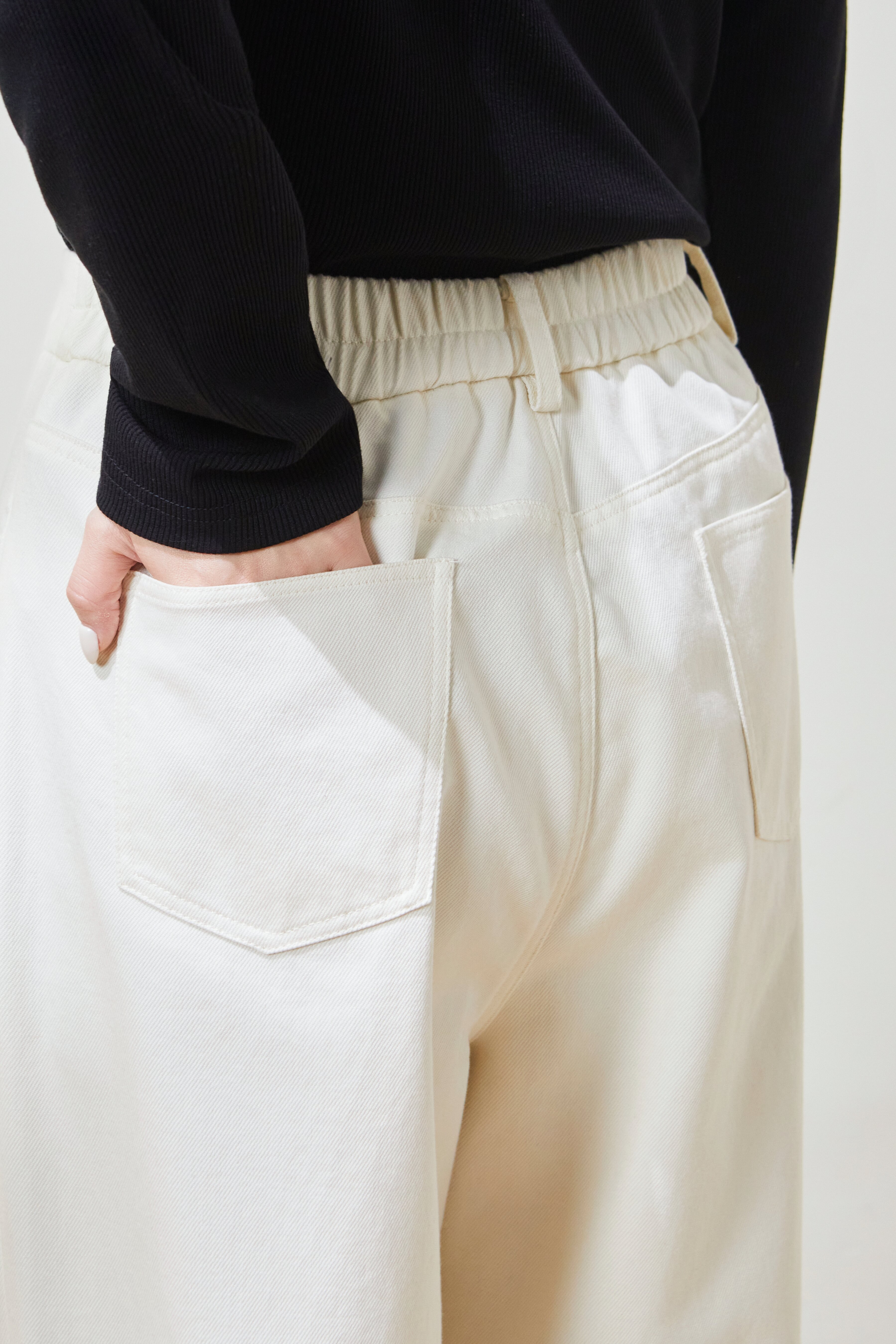 Double-pocket versatile slimming washed long pants FCK7019