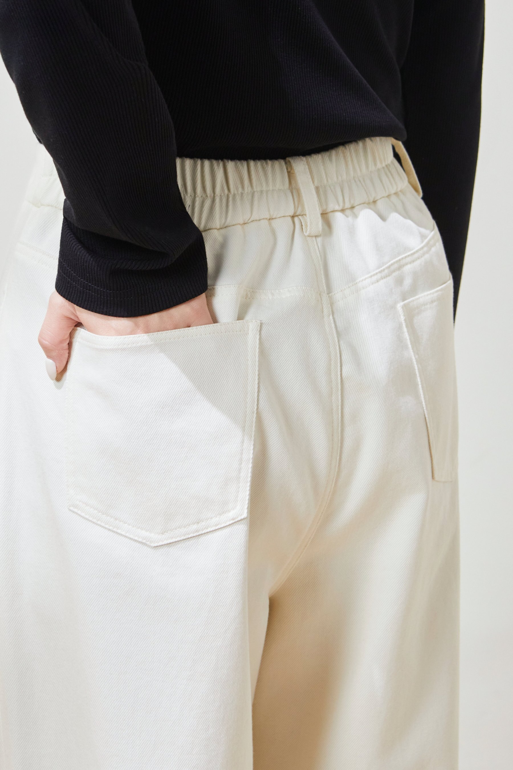 Double-pocket versatile slimming washed long pants FCK7019