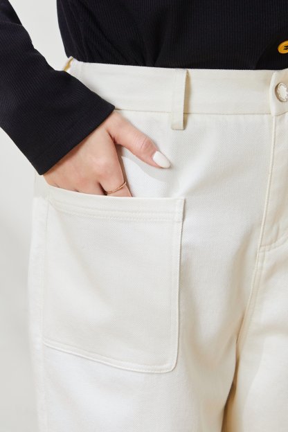 Double-pocket versatile slimming washed long pants FCK7019