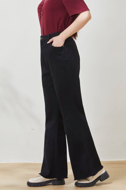 Split hem raw edge flared jeans FXK8003