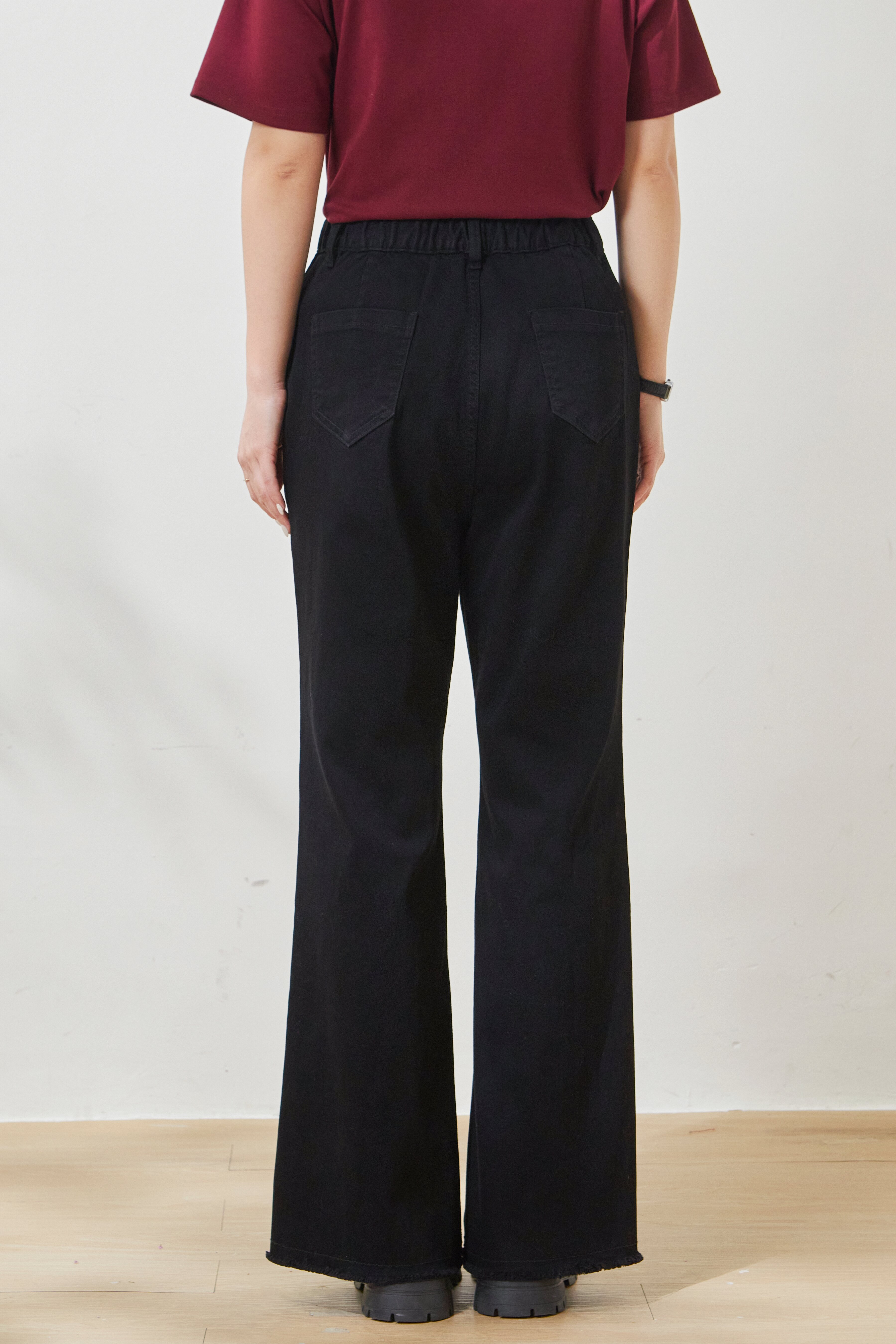 Split hem raw edge flared jeans FXK8003