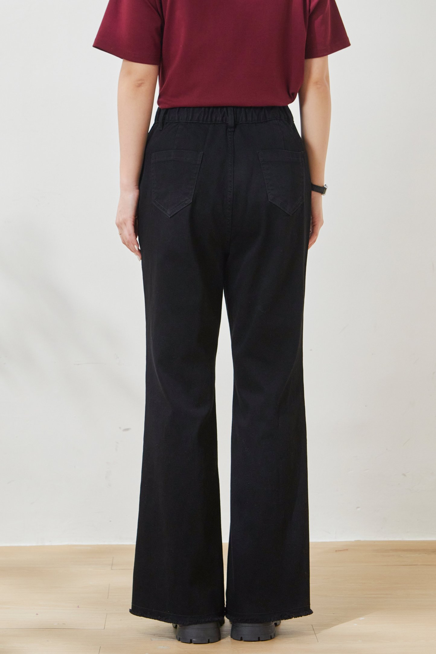 Split hem raw edge flared jeans FXK8003