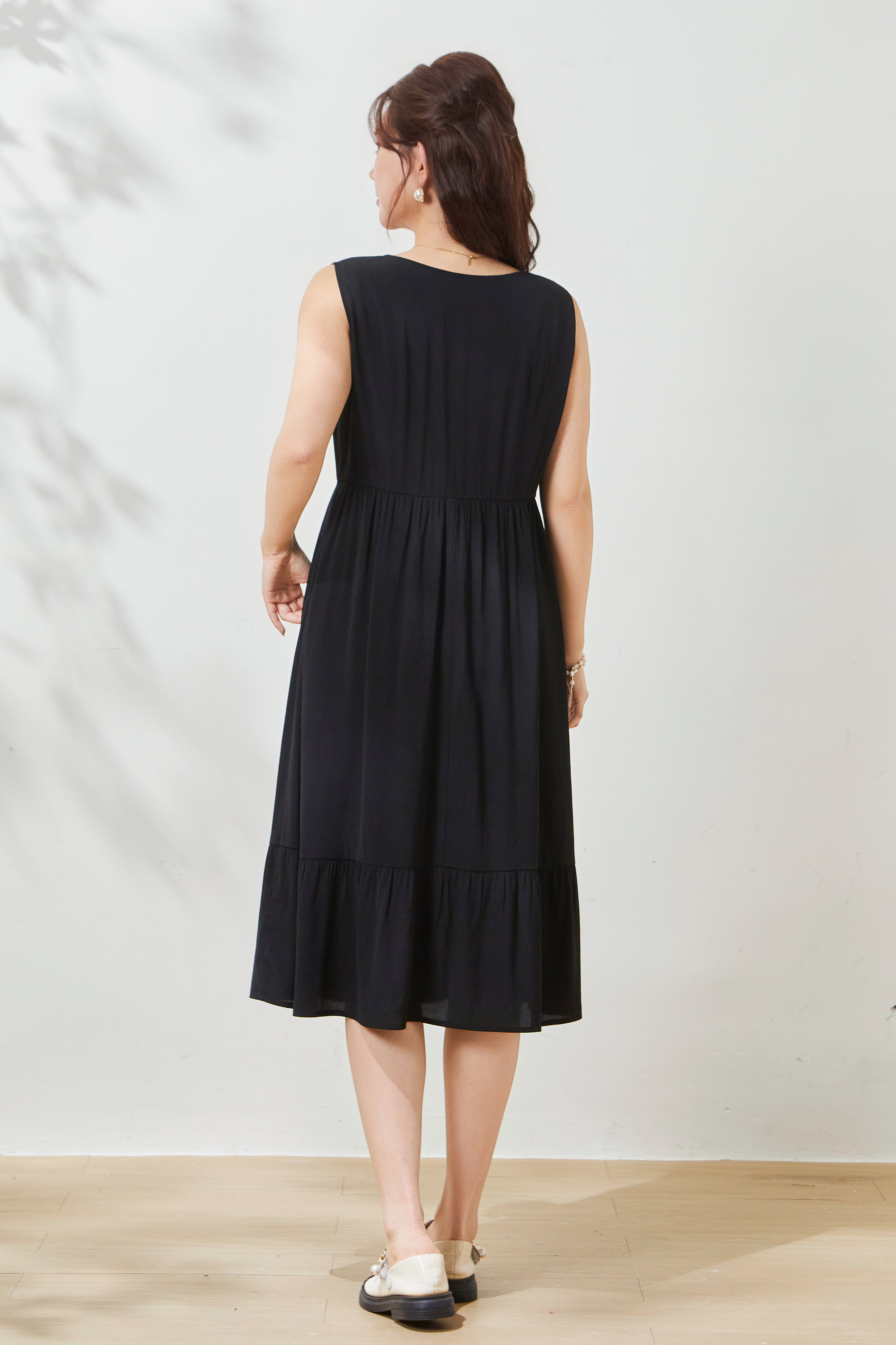 Round-neck ruffle hem tank dress FCQ6991