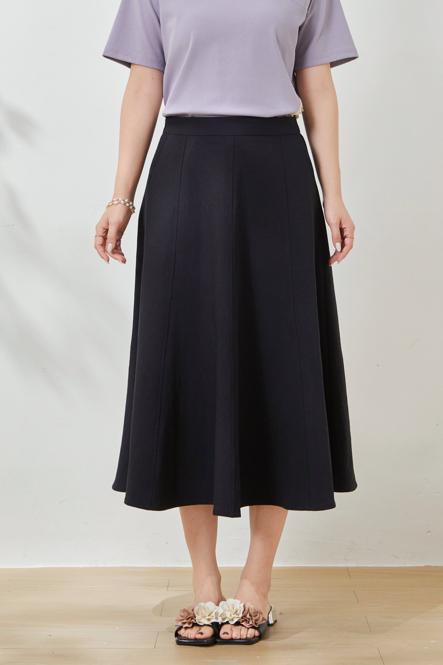 High-waisted eight-panel umbrella skirt FCBQ6969
