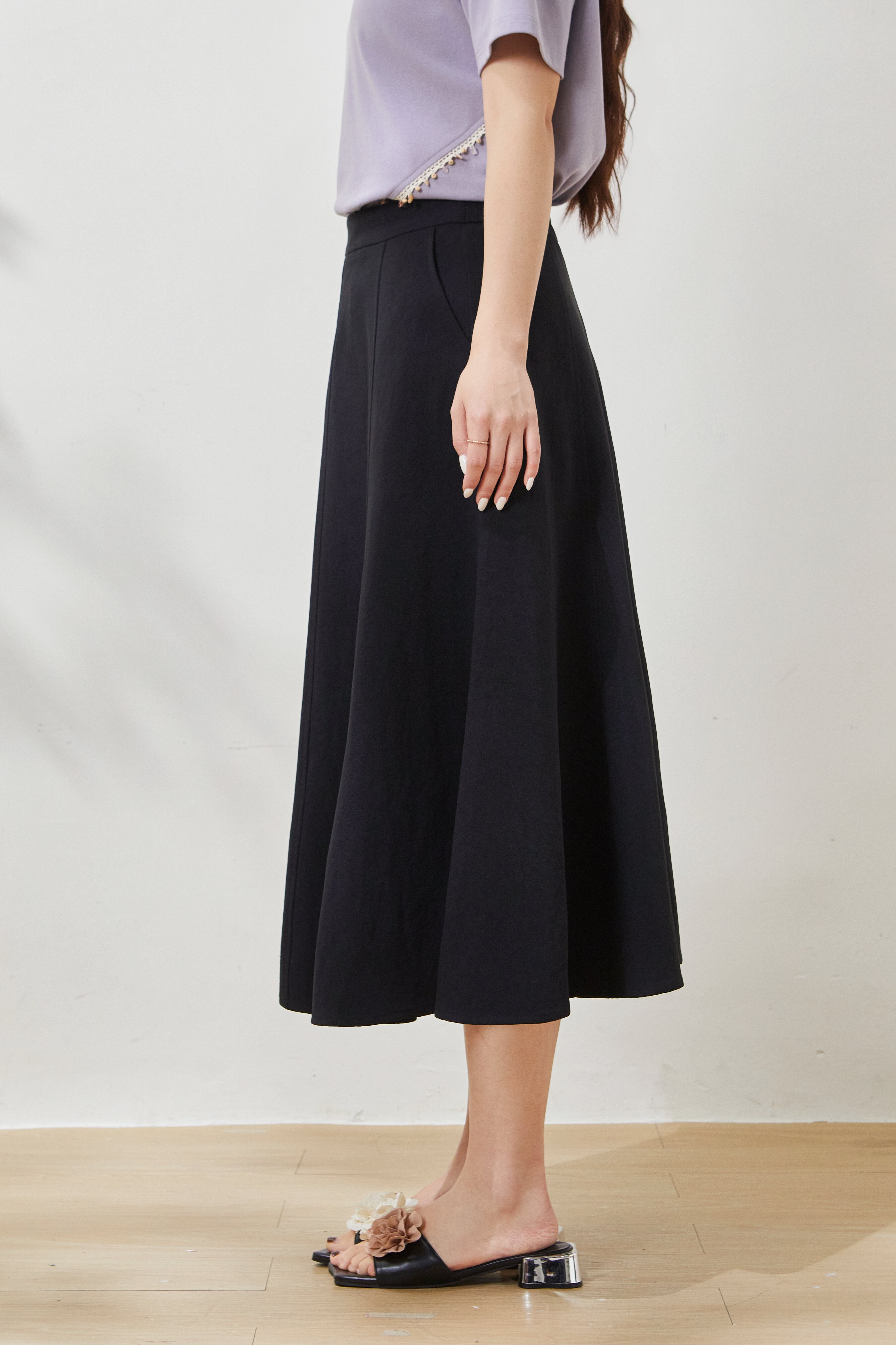 High-waisted eight-panel umbrella skirt FCBQ6969