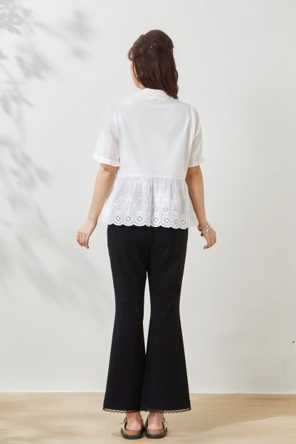 Waist-cinching heavy embroidery top FXA7058