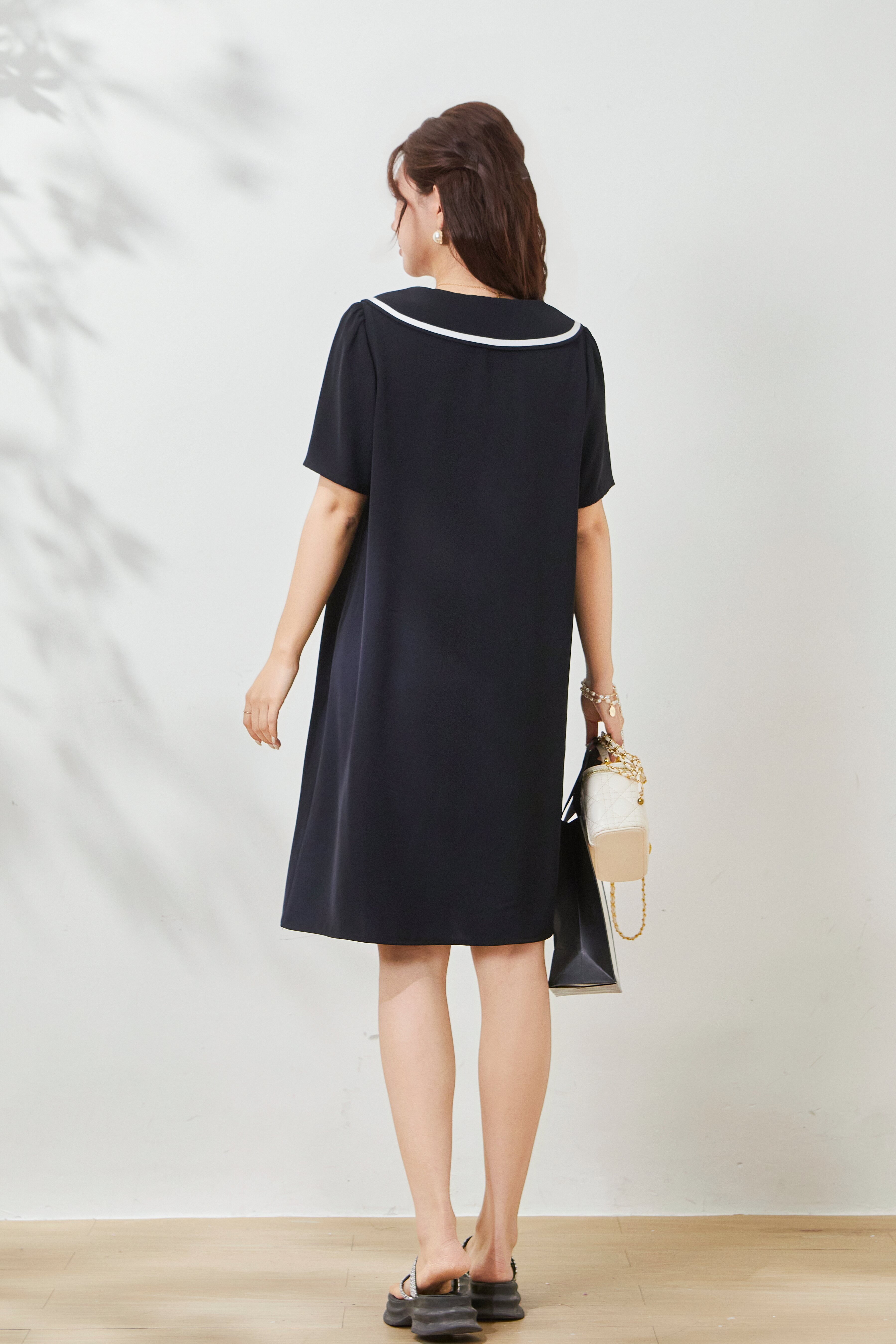 Academy-style color-blocking slimming dress FXQ7070