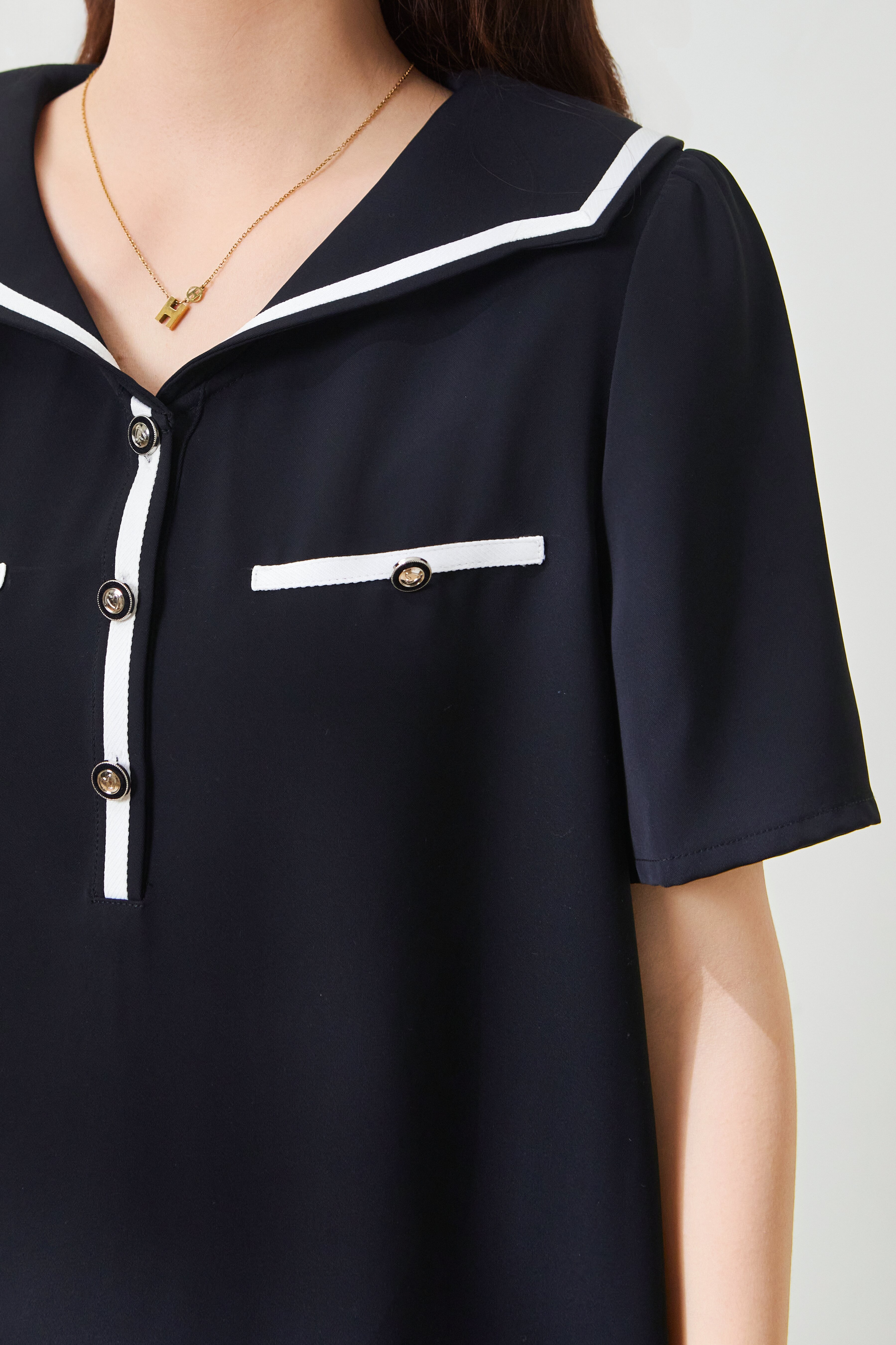 Academy-style color-blocking slimming dress FXQ7070