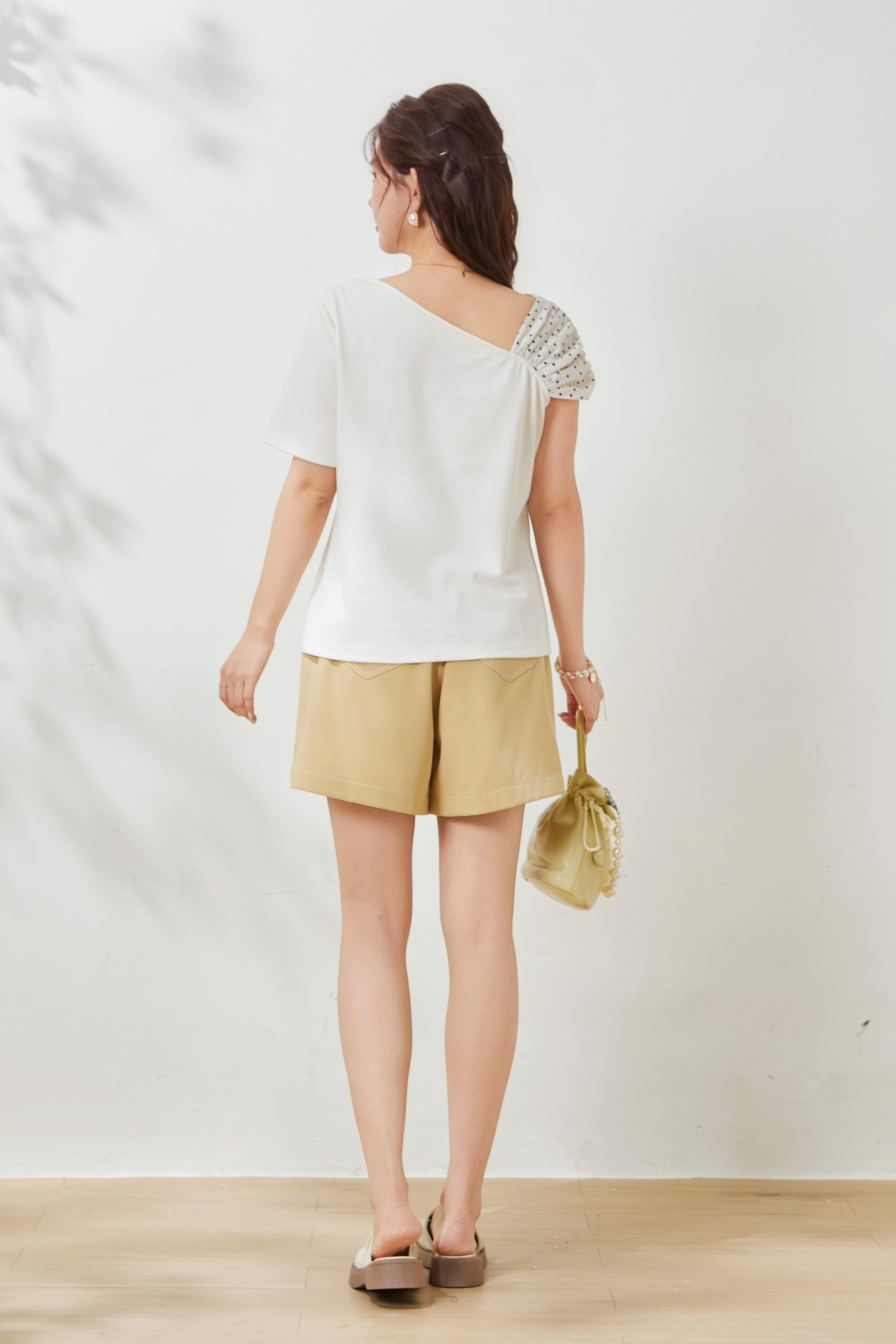 Polka Dot Off-Shoulder Slim-Fit Top FXZ7037