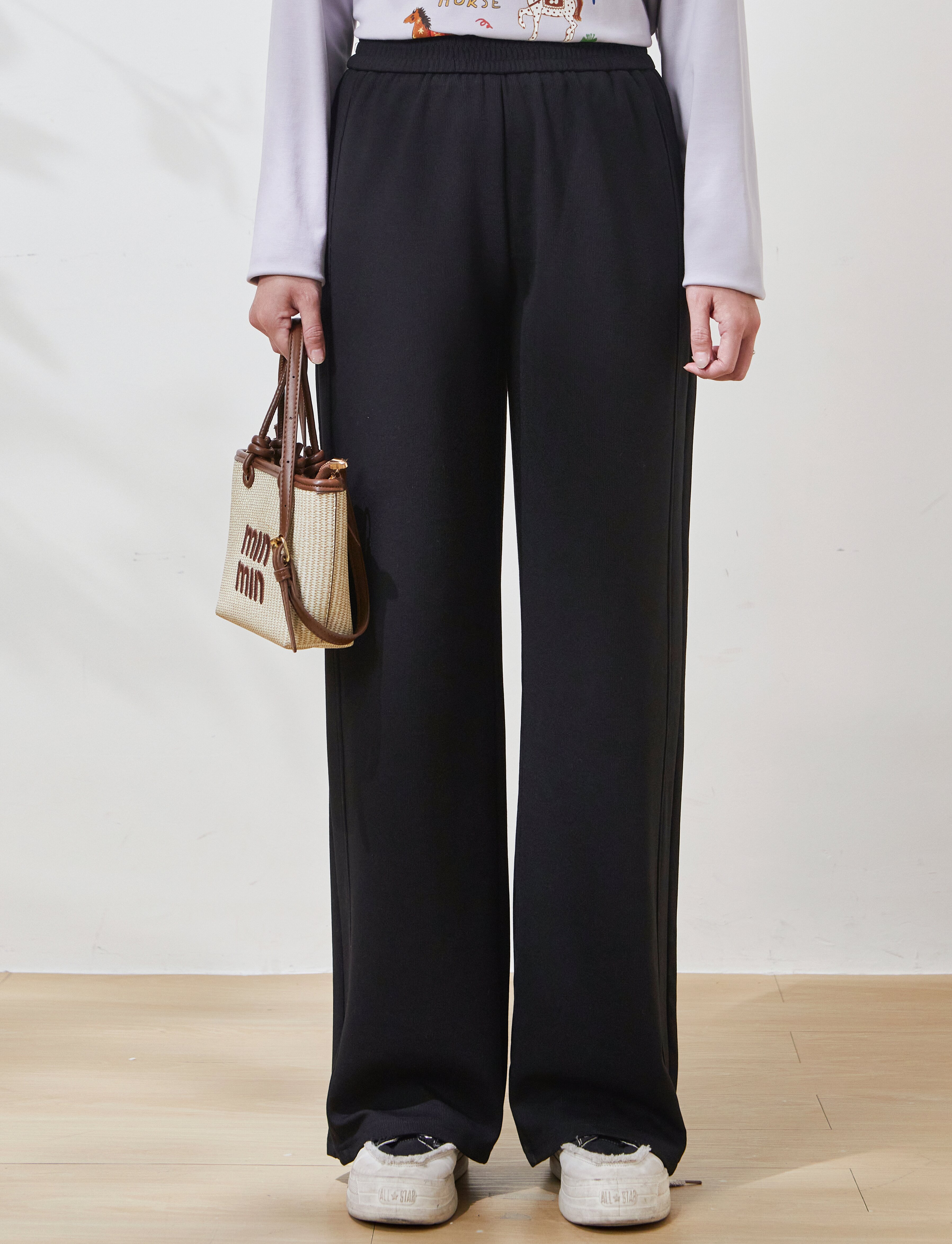 High-waisted elastic waist straight casual pants FCK6867