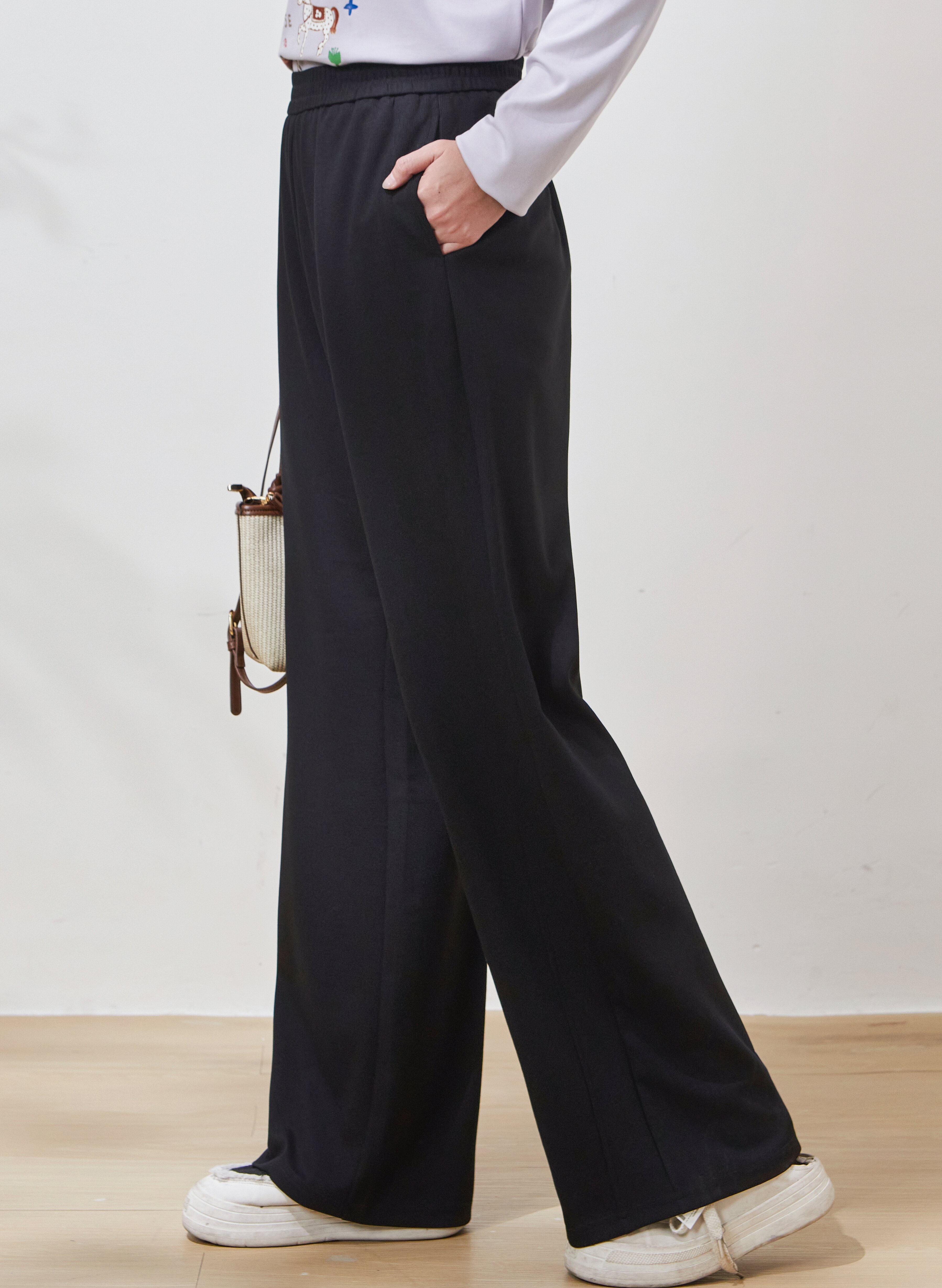High-waisted elastic waist straight casual pants FCK6867