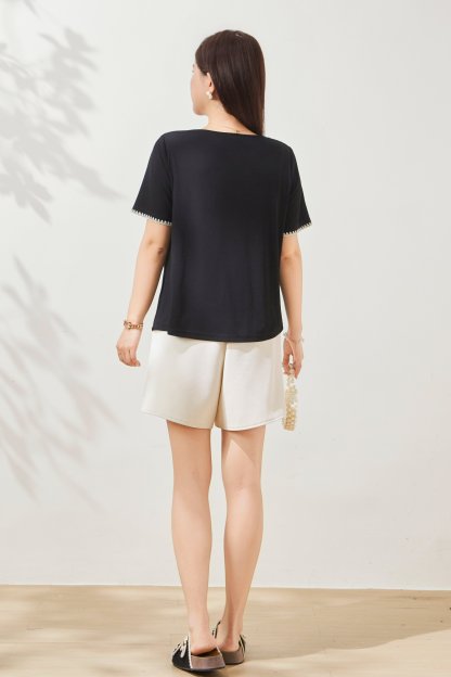 Unique Design Irregular Collar T-shirt FXZ7089