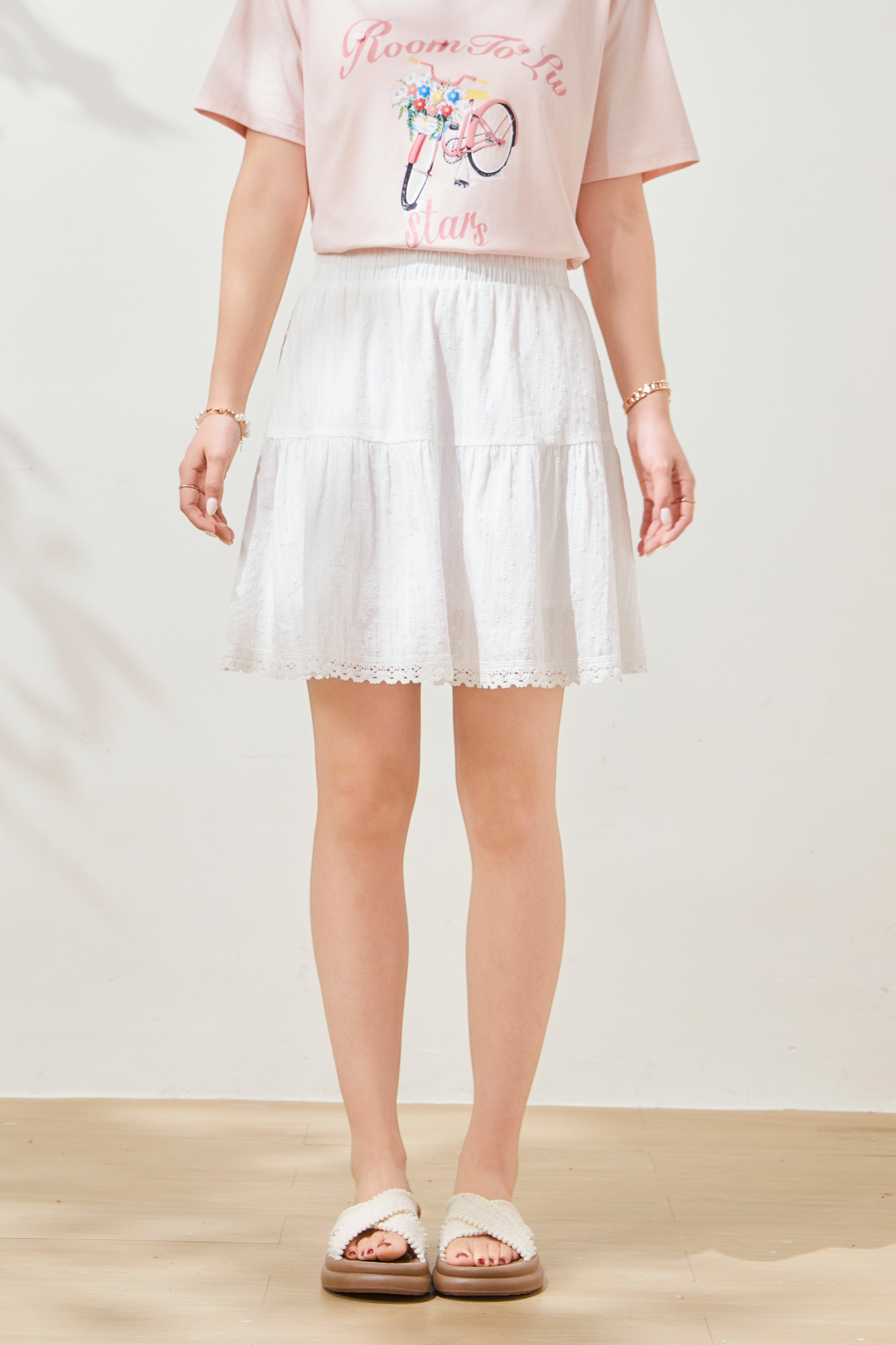 Lace cake high waisted A-line short skirt FXBQ8002