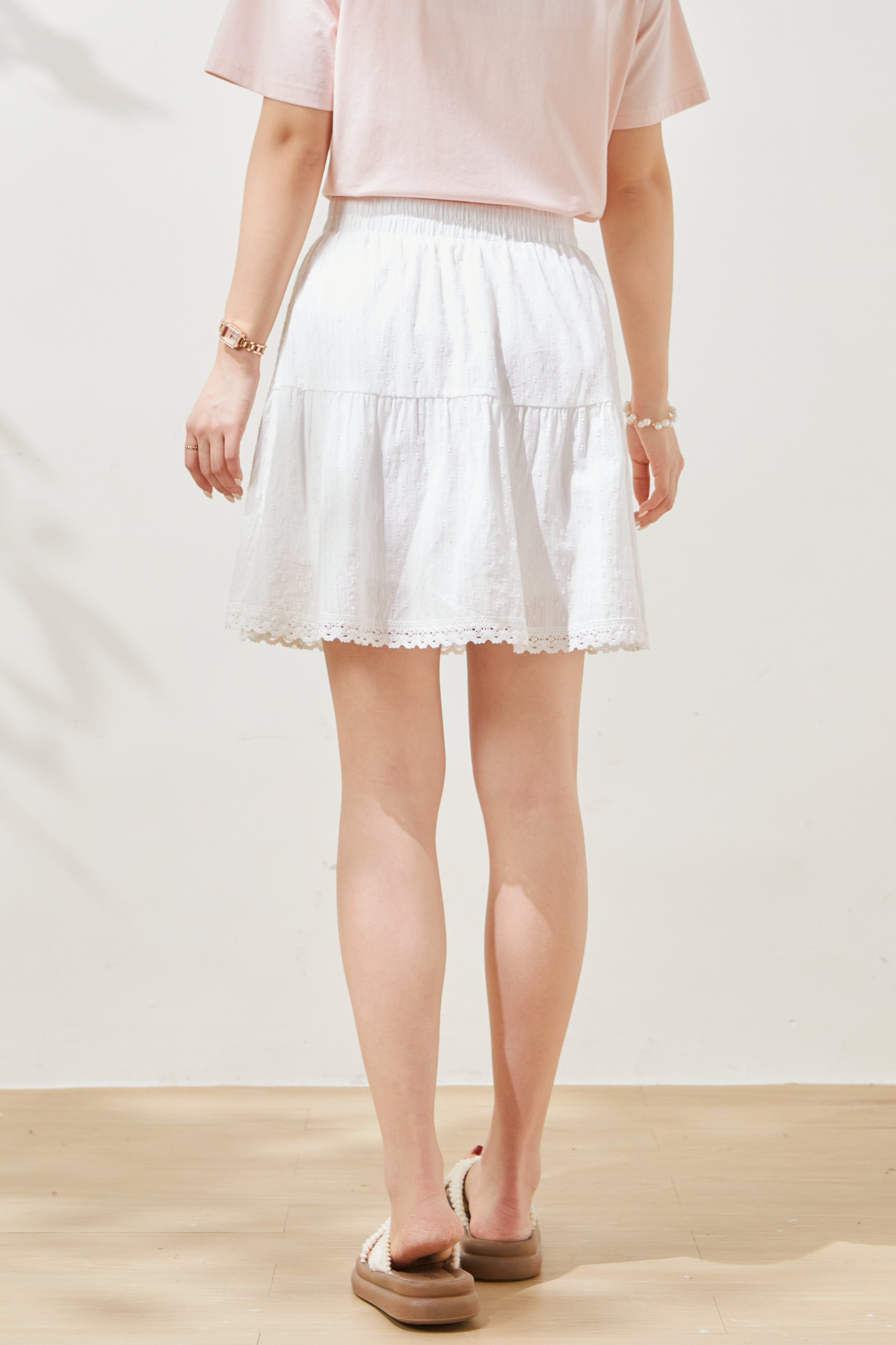 Lace cake high waisted A-line short skirt FXBQ8002