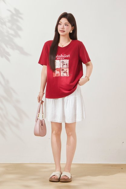 Trojan printed round neck T-shirt FXZ8035