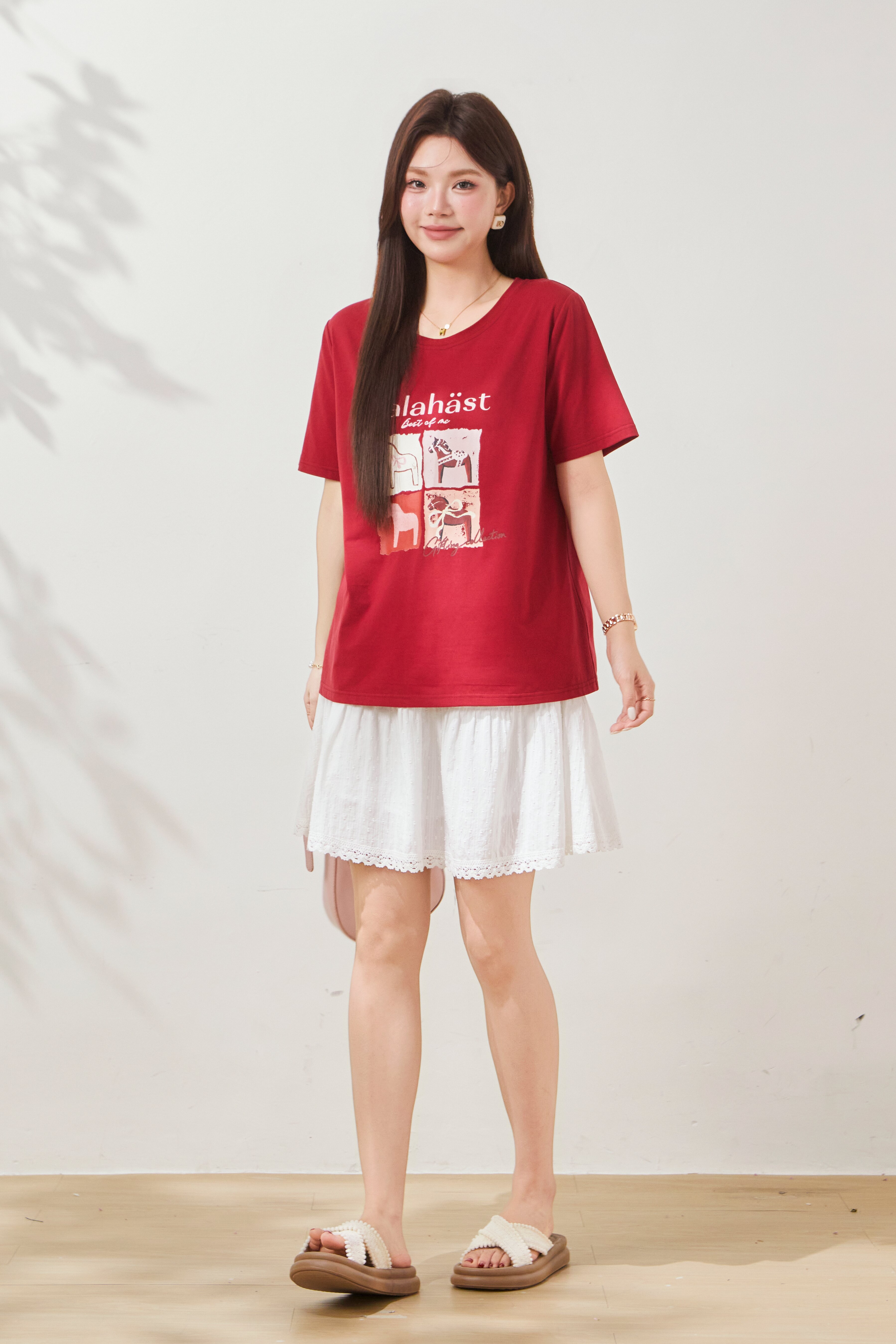 Trojan printed round neck T-shirt FXZ8035