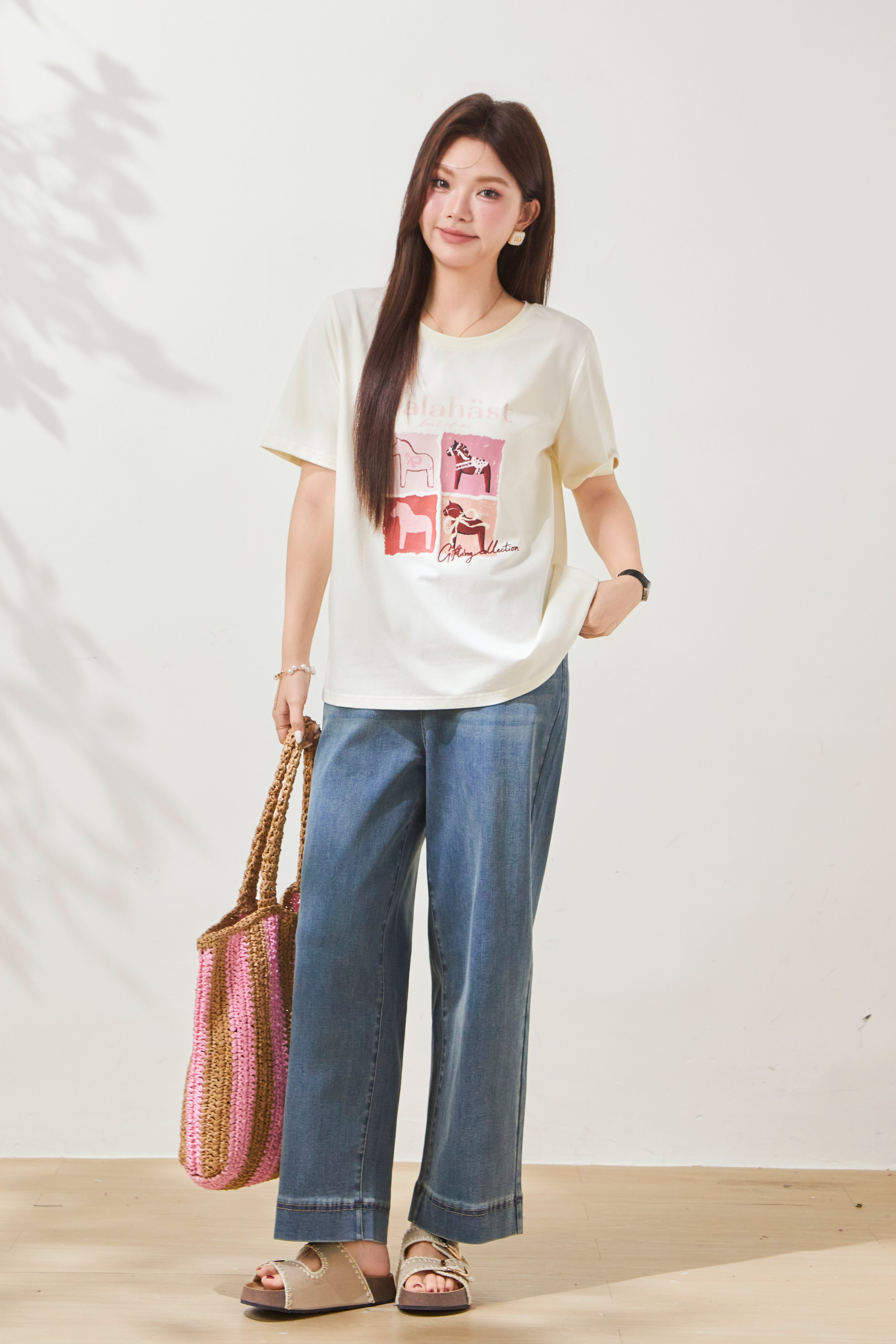 Trojan printed round neck T-shirt FXZ8035