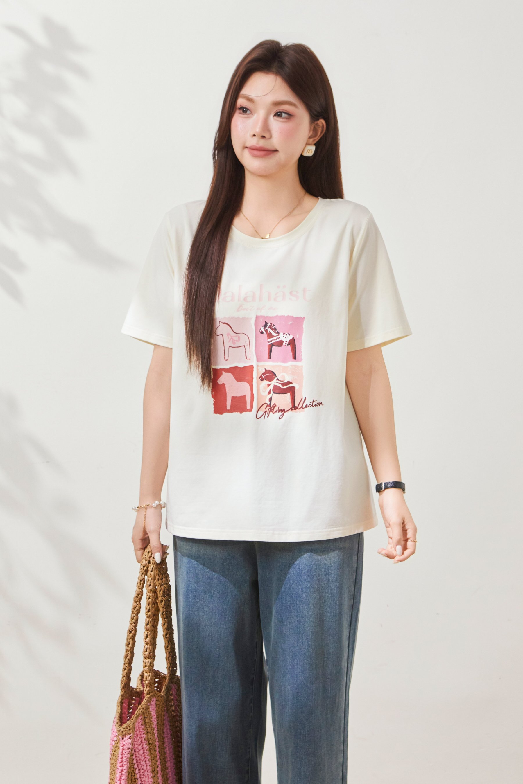 Trojan printed round neck T-shirt FXZ8035