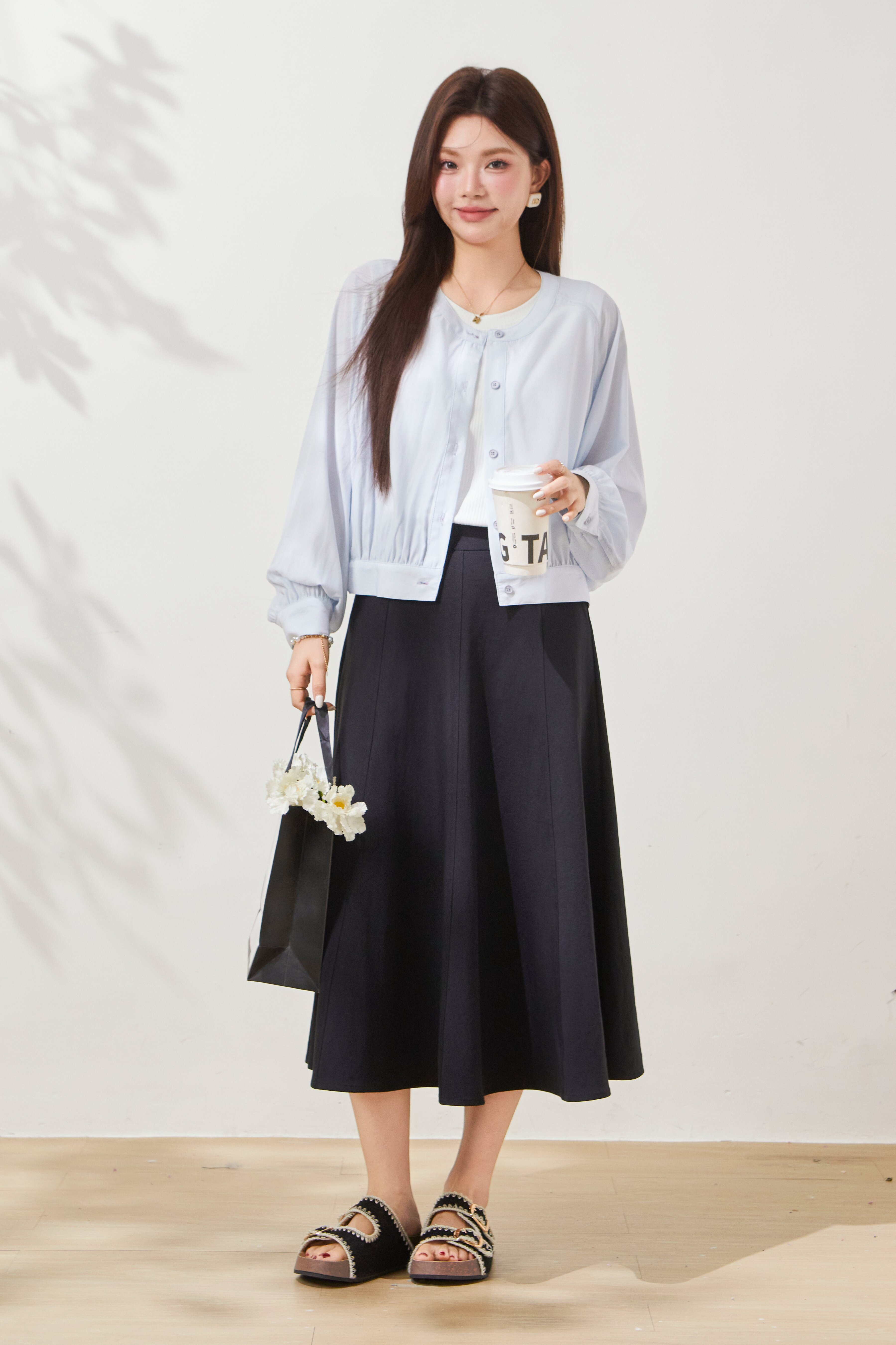 Bat-sleeve round-neck solid color light jacket FXW8039