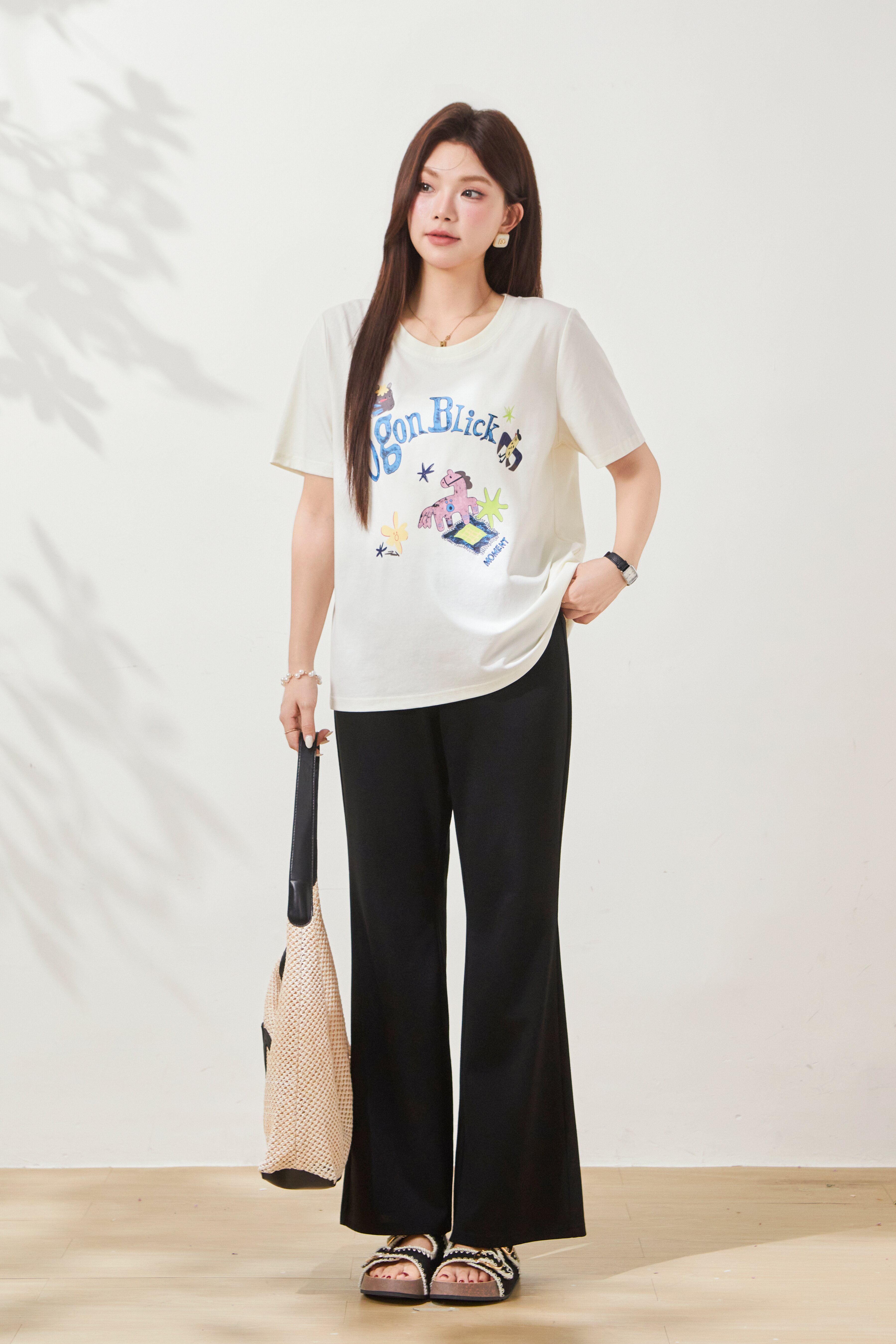 Oil painting graffiti design trendy T-shirt FXZ8051