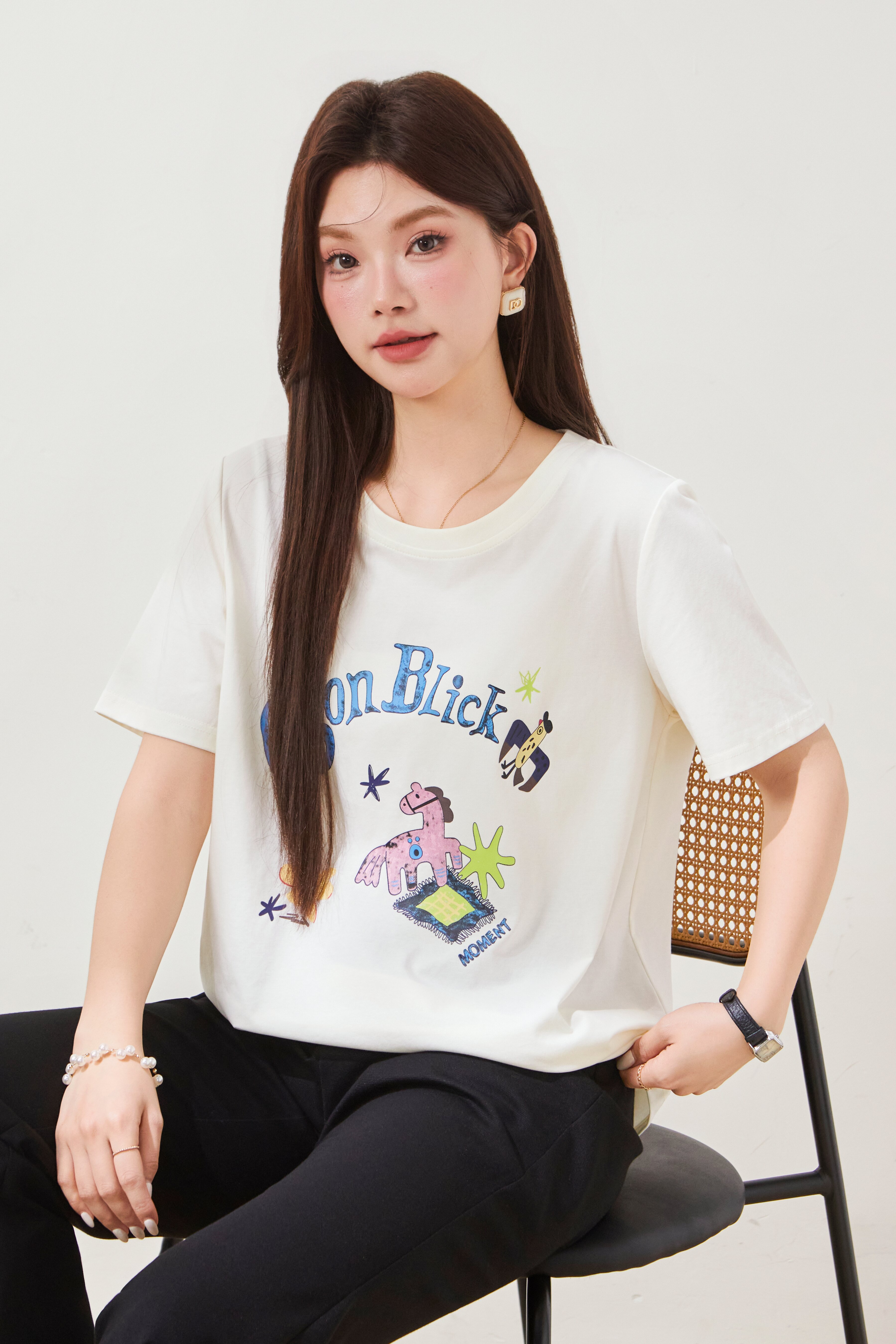 Oil painting graffiti design trendy T-shirt FXZ8051