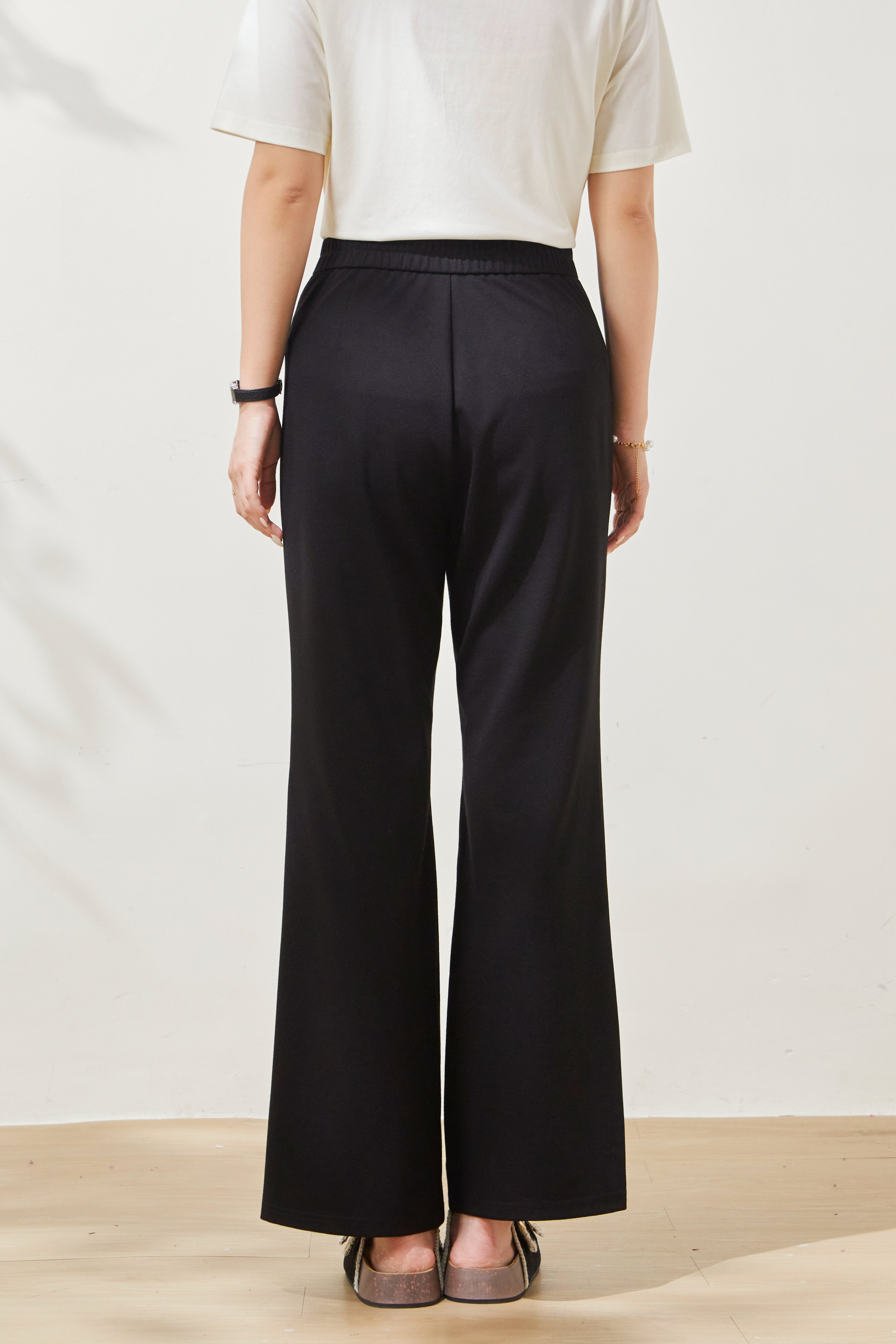 High-waisted slimming slightly elastic flared pants FXK8027