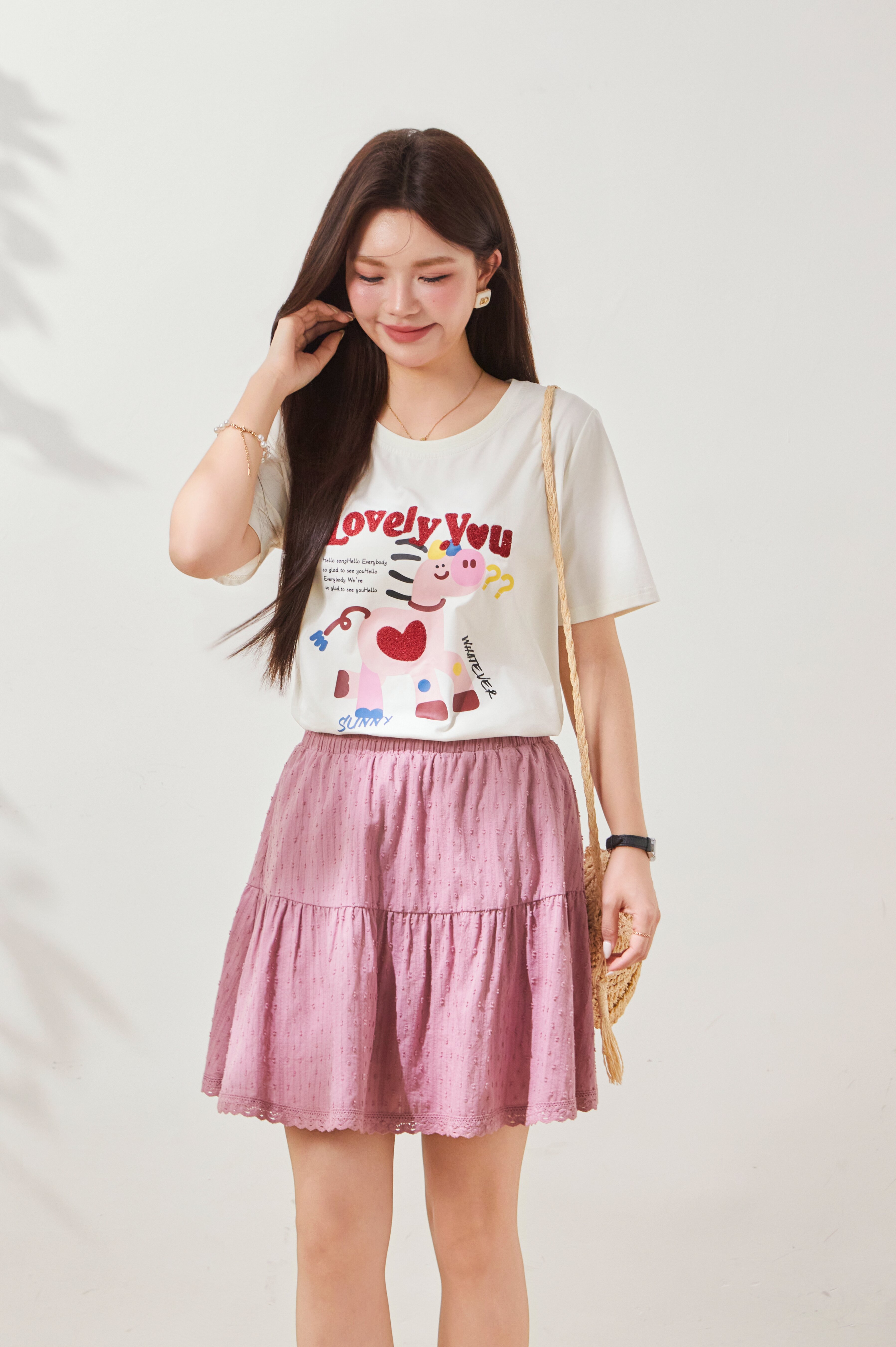 Lace cake high waisted A-line short skirt FXBQ8002