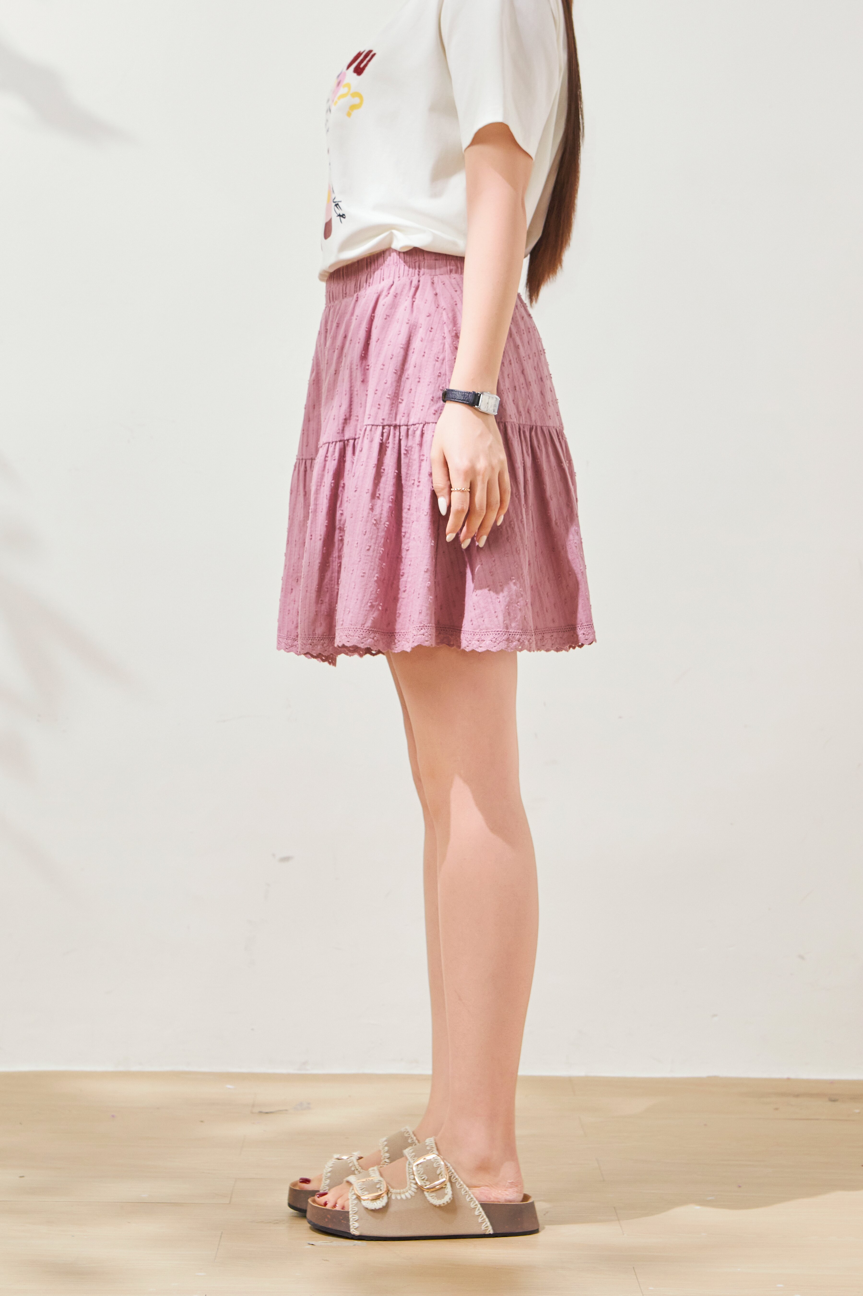 Lace cake high waisted A-line short skirt FXBQ8002