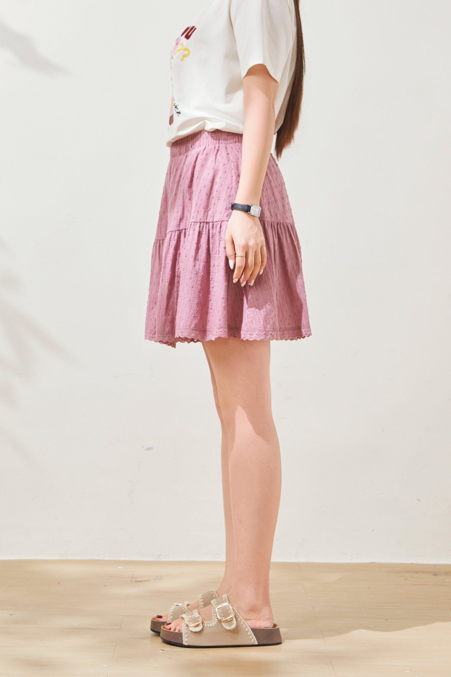 Lace cake high waisted A-line short skirt FXBQ8002