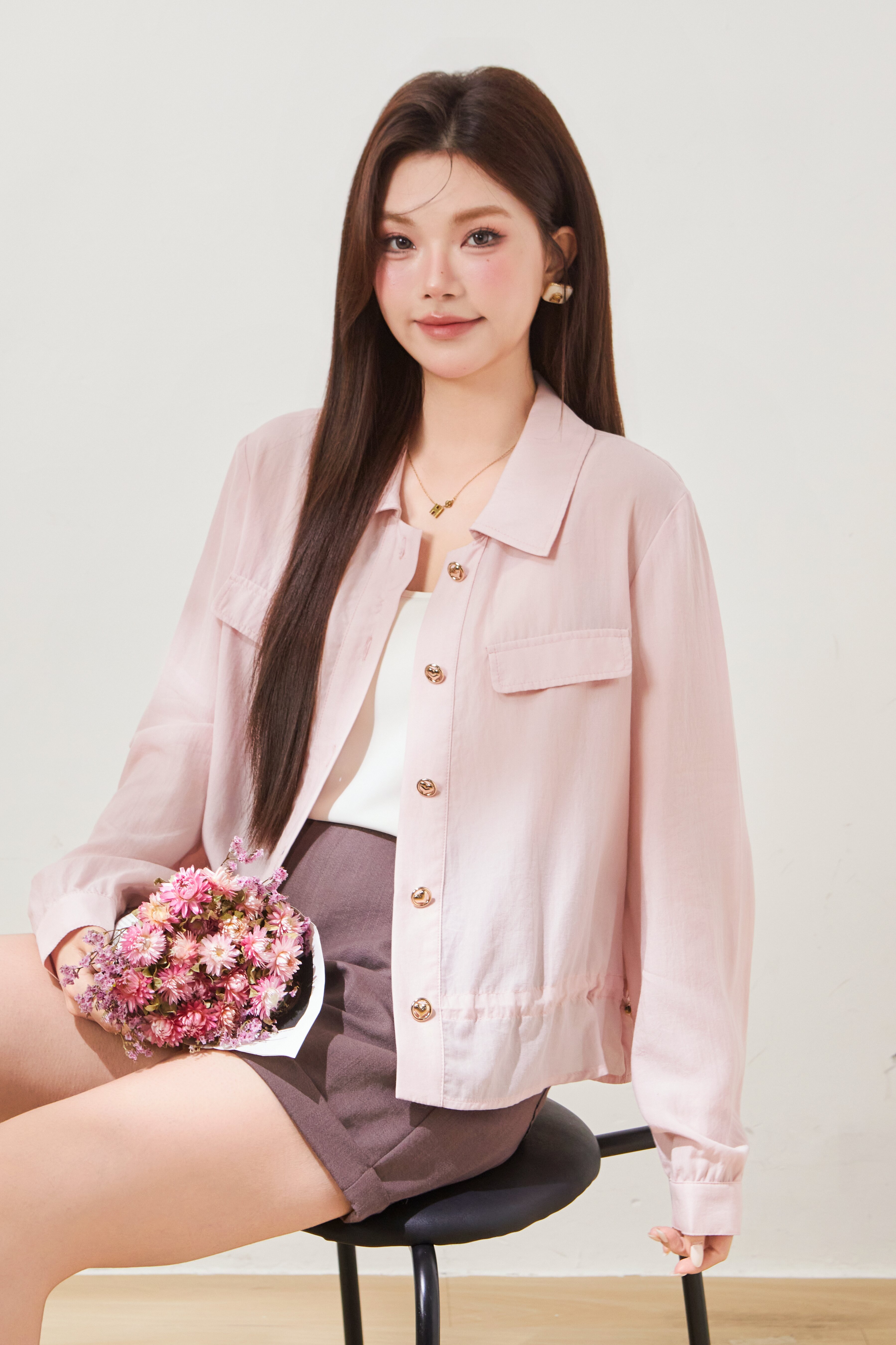 Breathable and skin-friendly drawstring waist shirt FCW8033