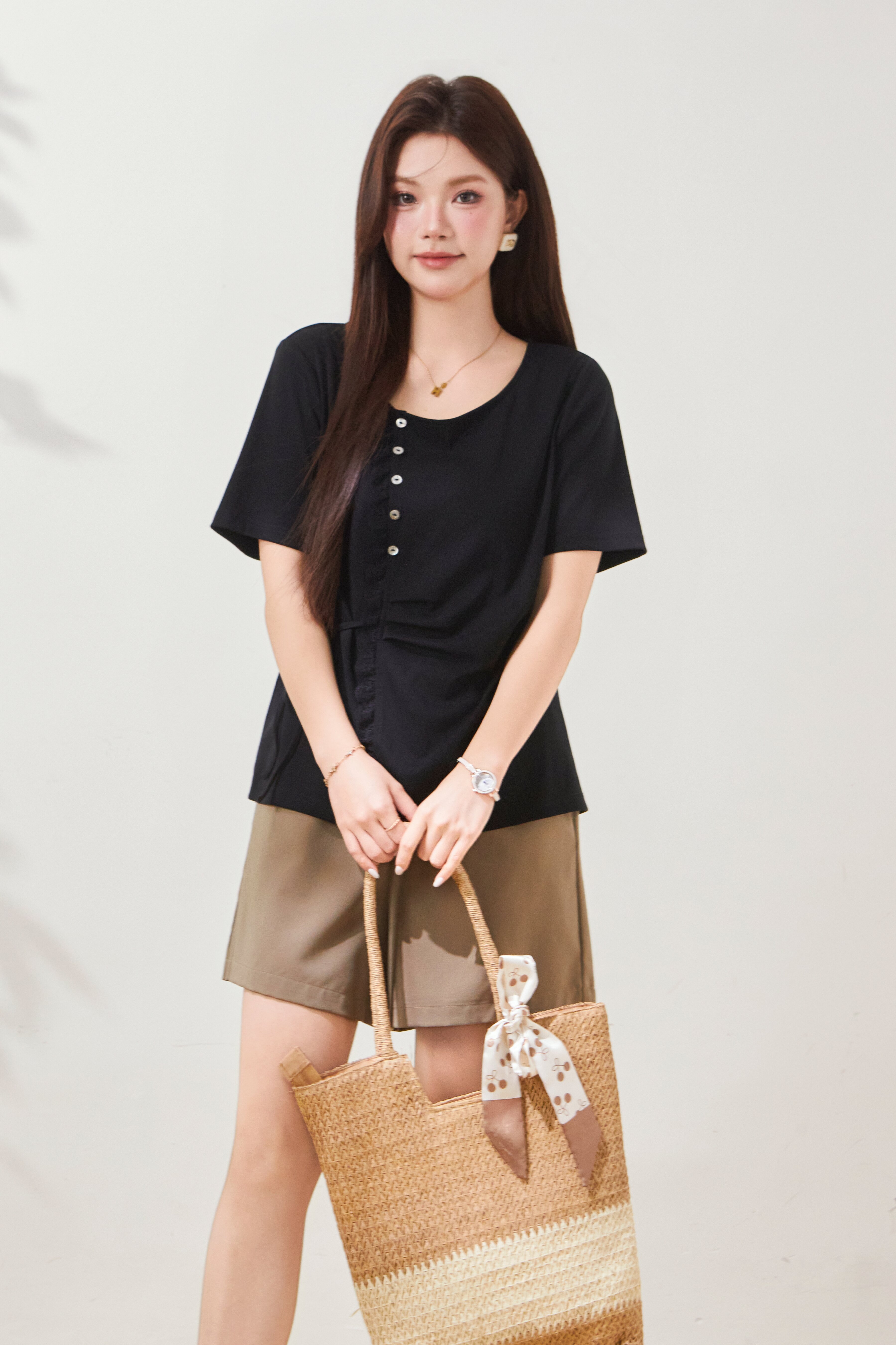 Design inspired lace knit T-shirt FXZ8016