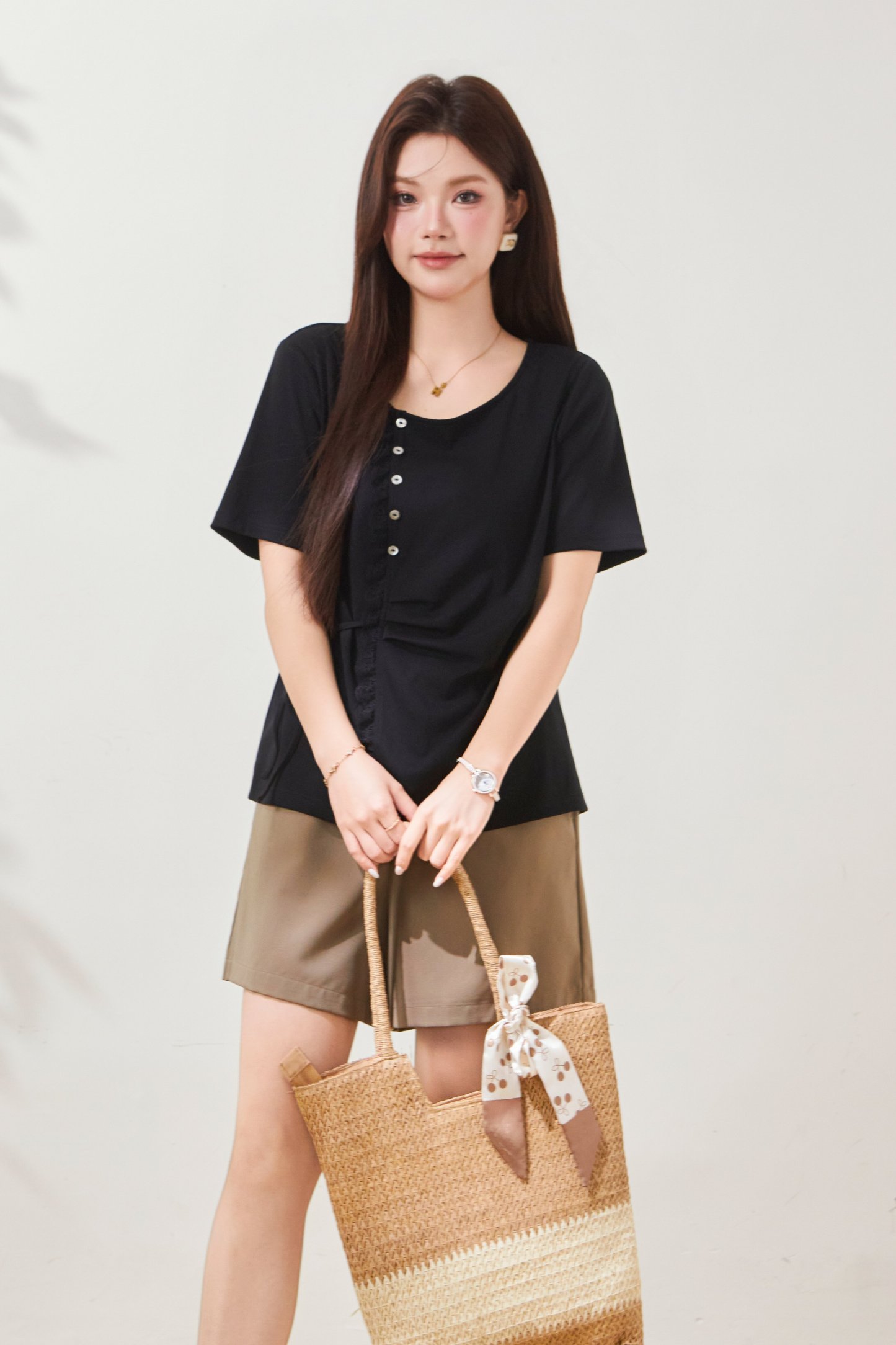 Design inspired lace knit T-shirt FXZ8016