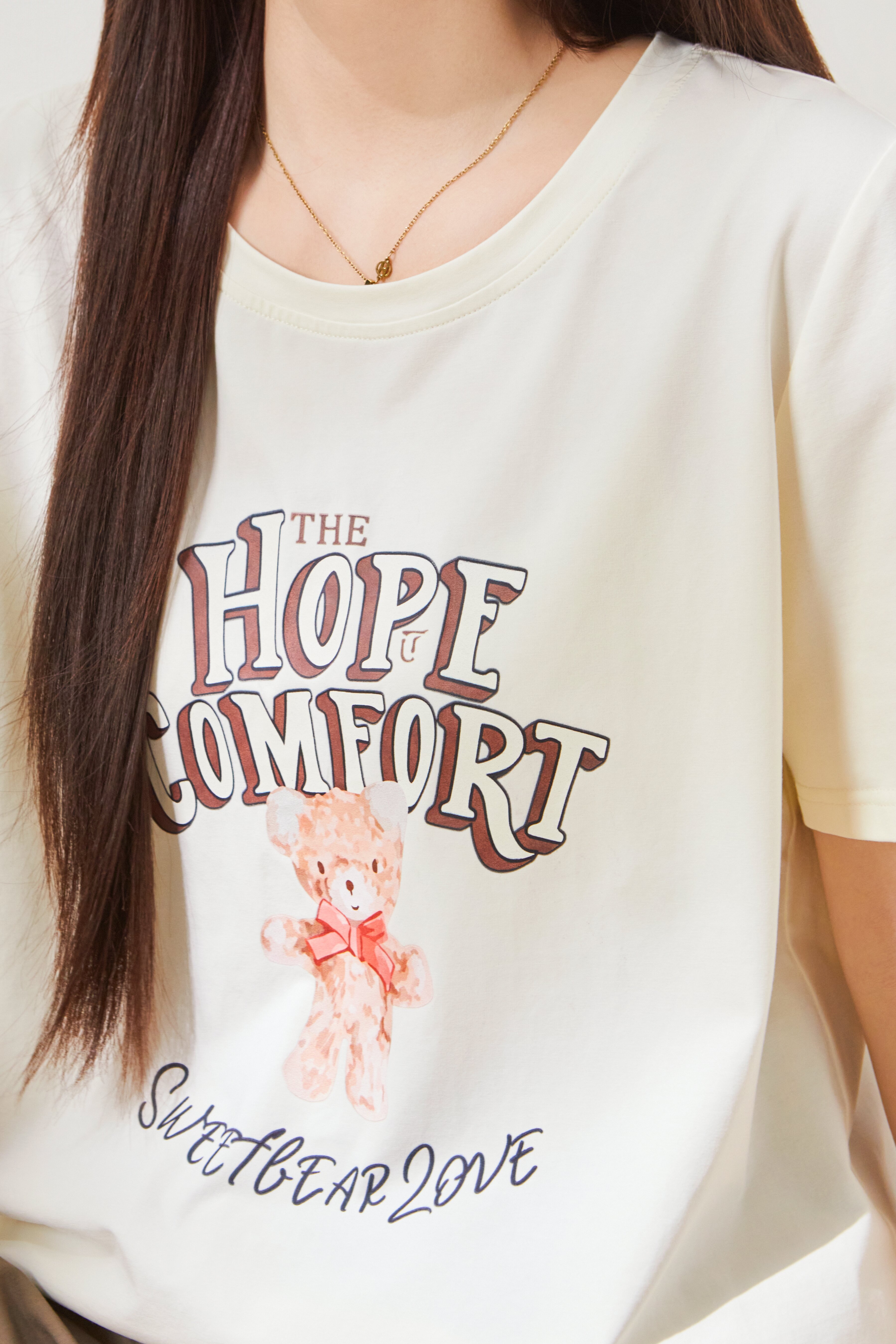 Loose Round Neck Bear Print Top FXZ7061