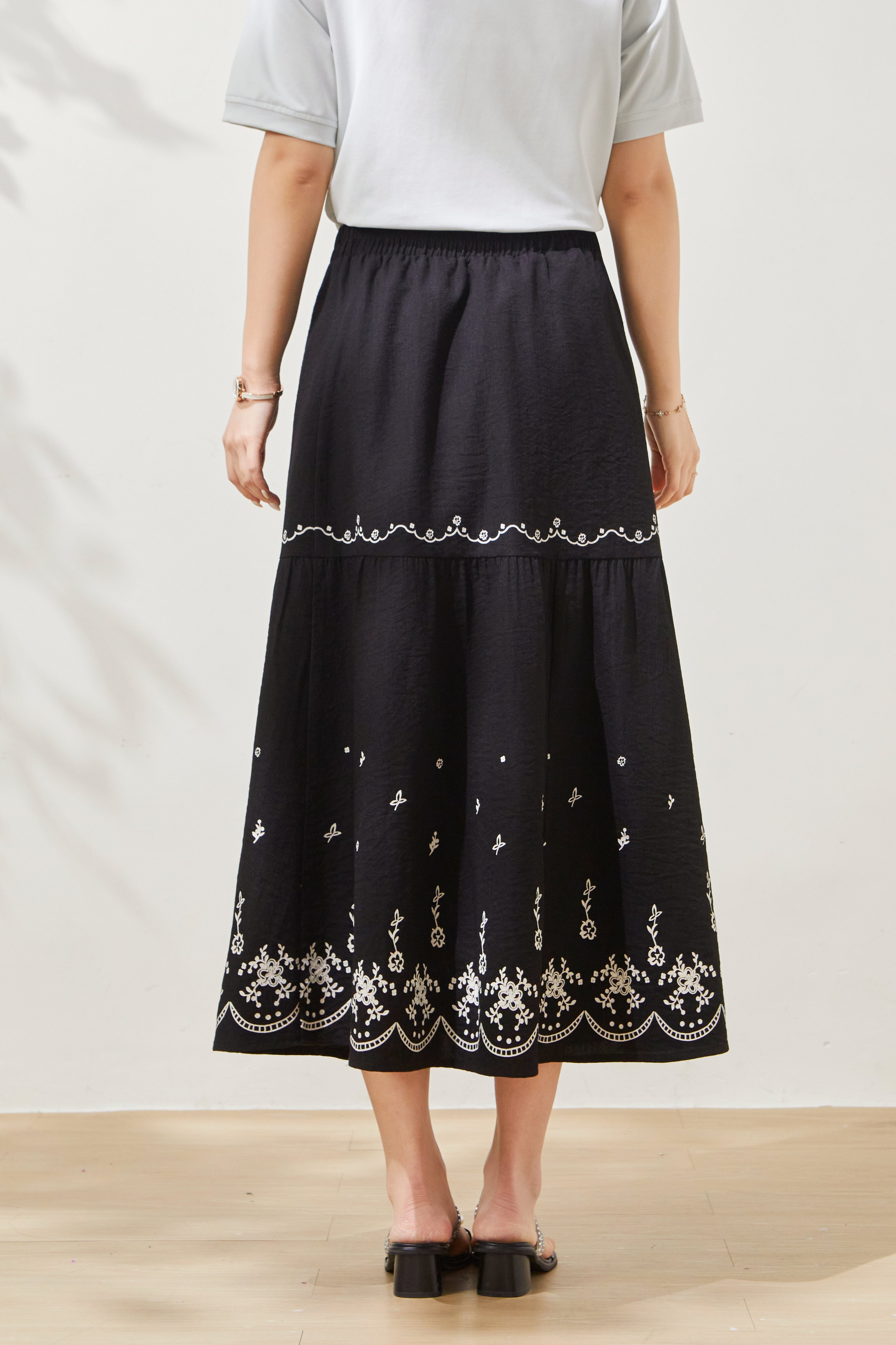 High waisted printed cake A-line skirt FXBQ8057