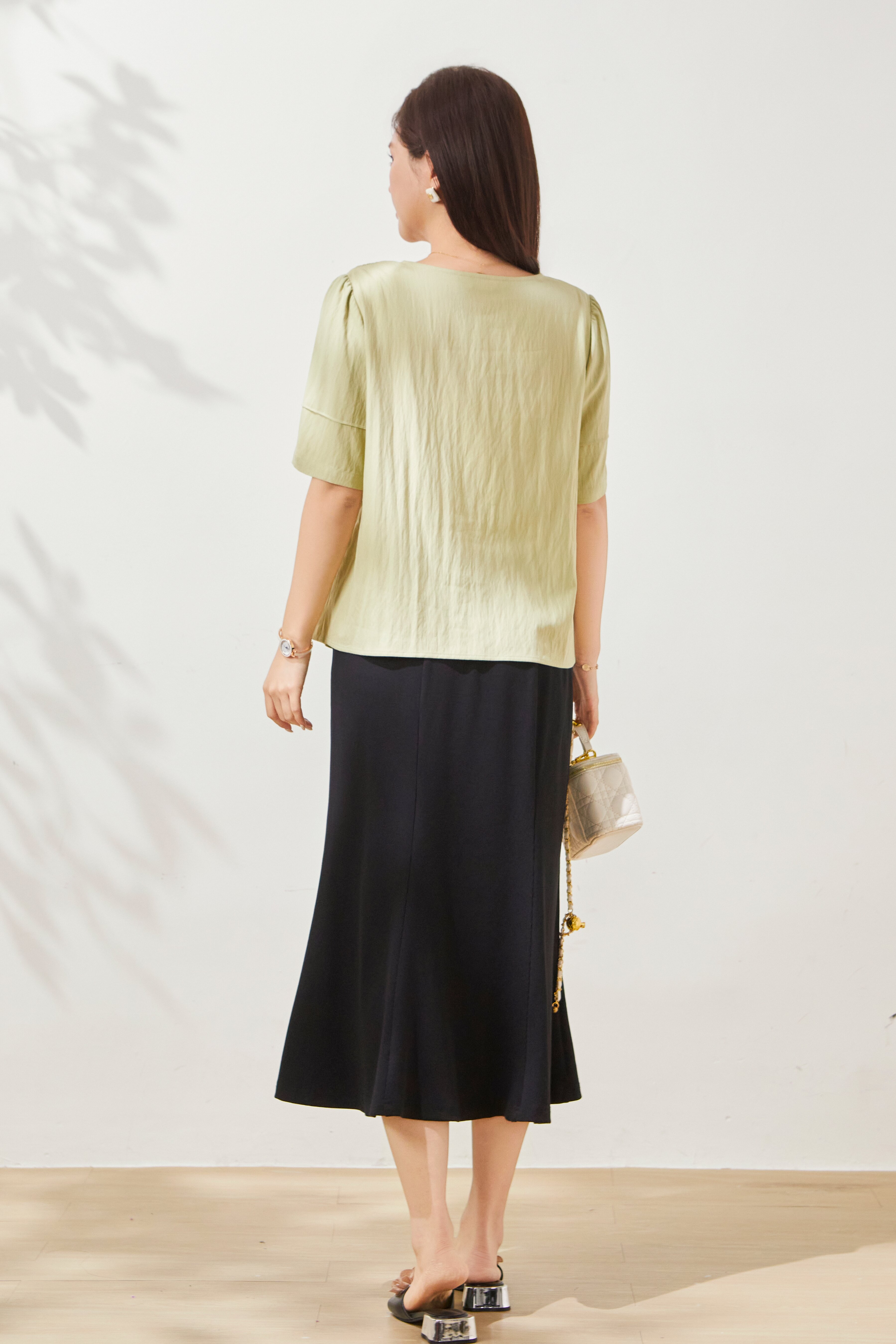 Tie-waist V-neck blouse FXA8008